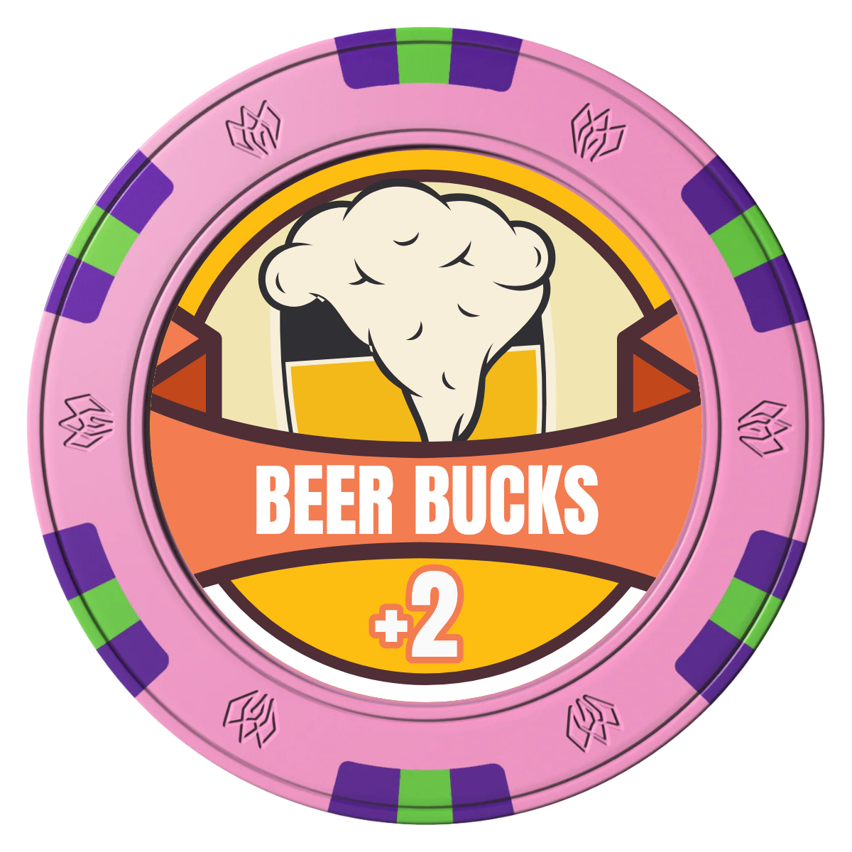 Banner Brew Clay Poker Chips - Pink / 6 Spot Gem / 40mm - Front