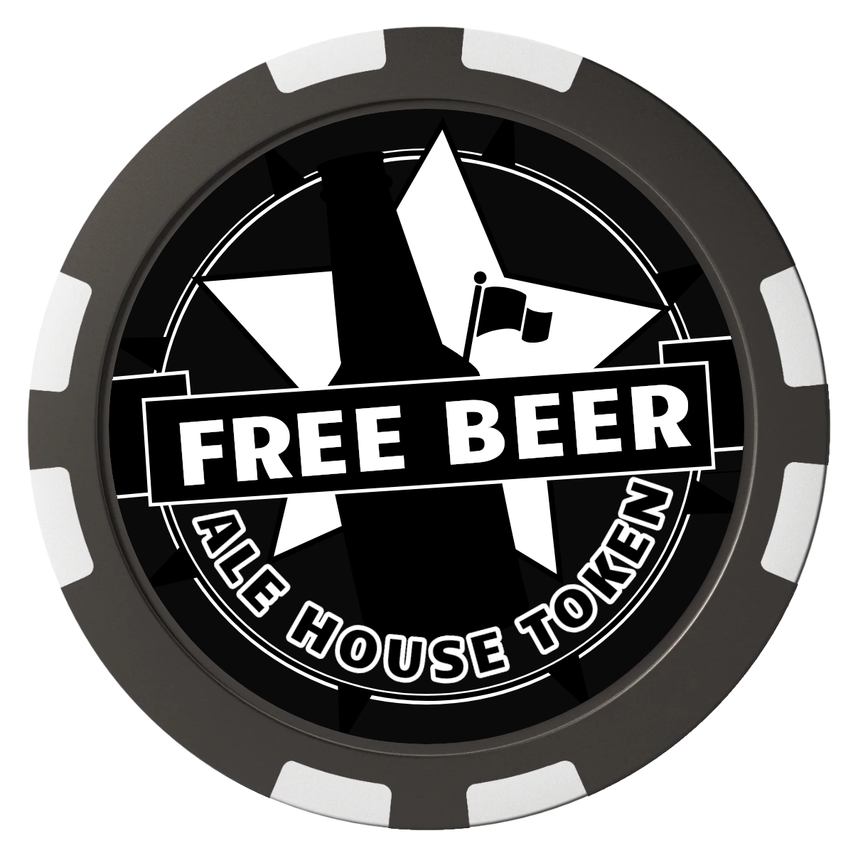 Free Beer Drink Composite Poker Chips - Black / 8 Stripe - Front