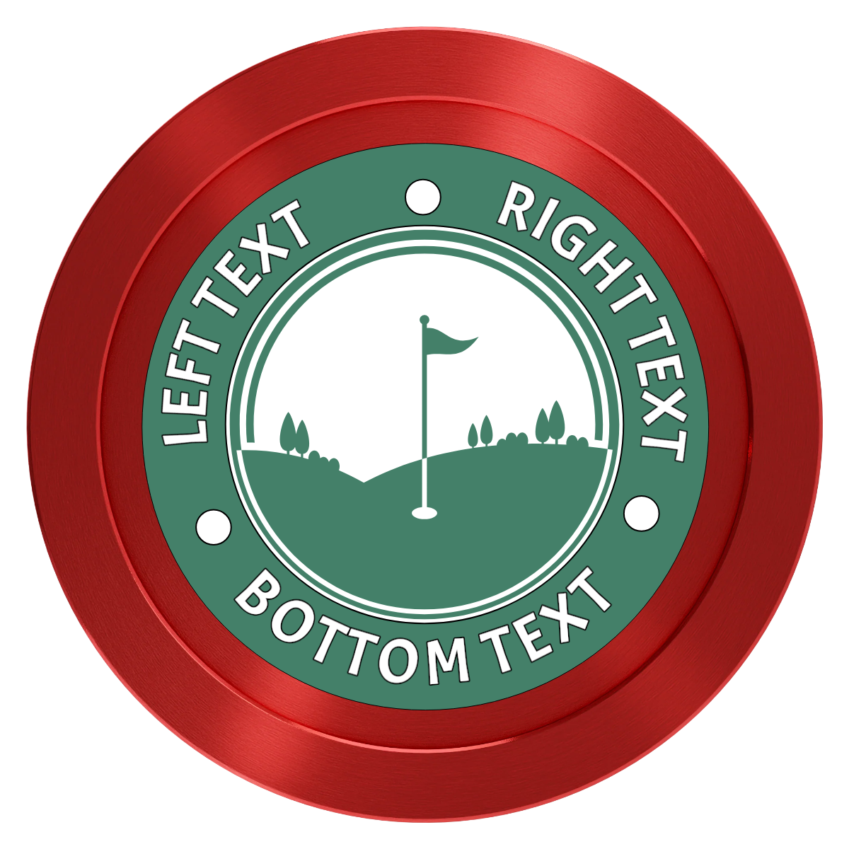 Country Club Golf Course Aluminum Poker Chips - Red - Front