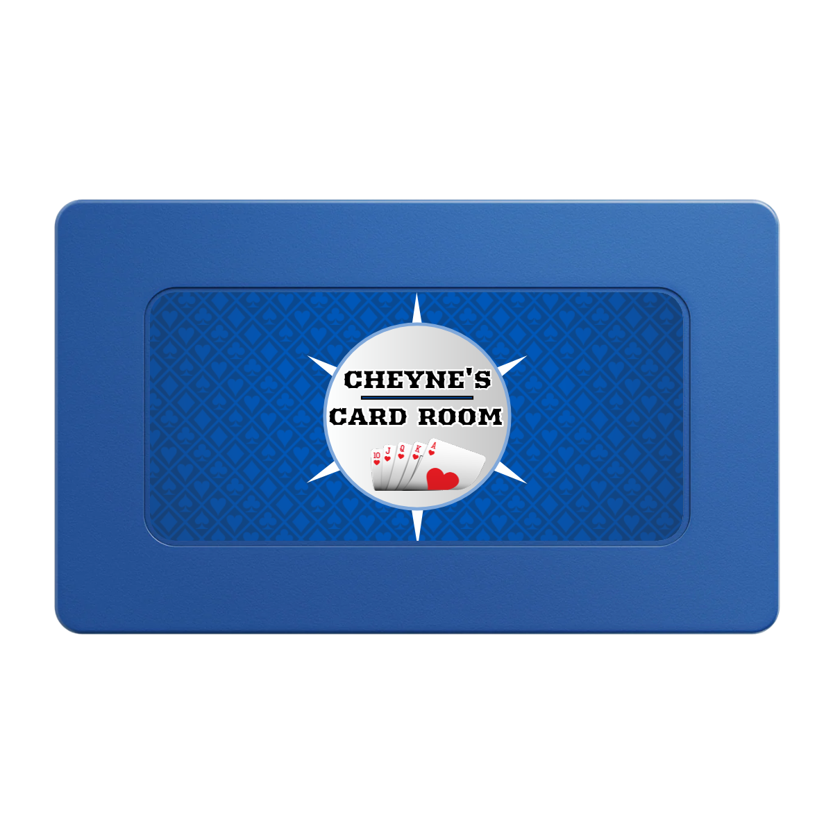 Cheyne's Card Room Rectangular Poker Chip Plaques - Blue - Front