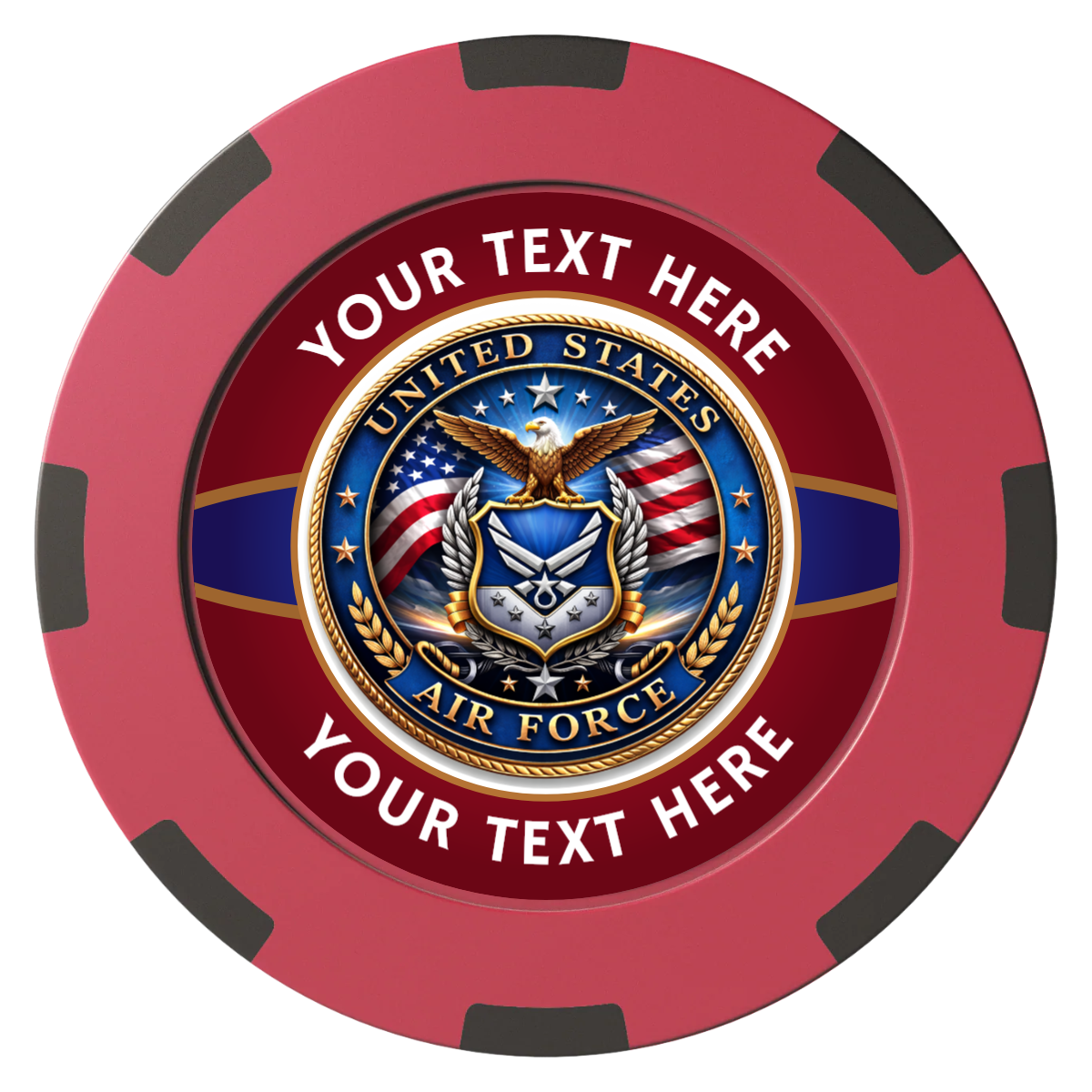 Air Force Clay Poker Chips - Red / 8 Spot (2 Tone) / 40mm - Front