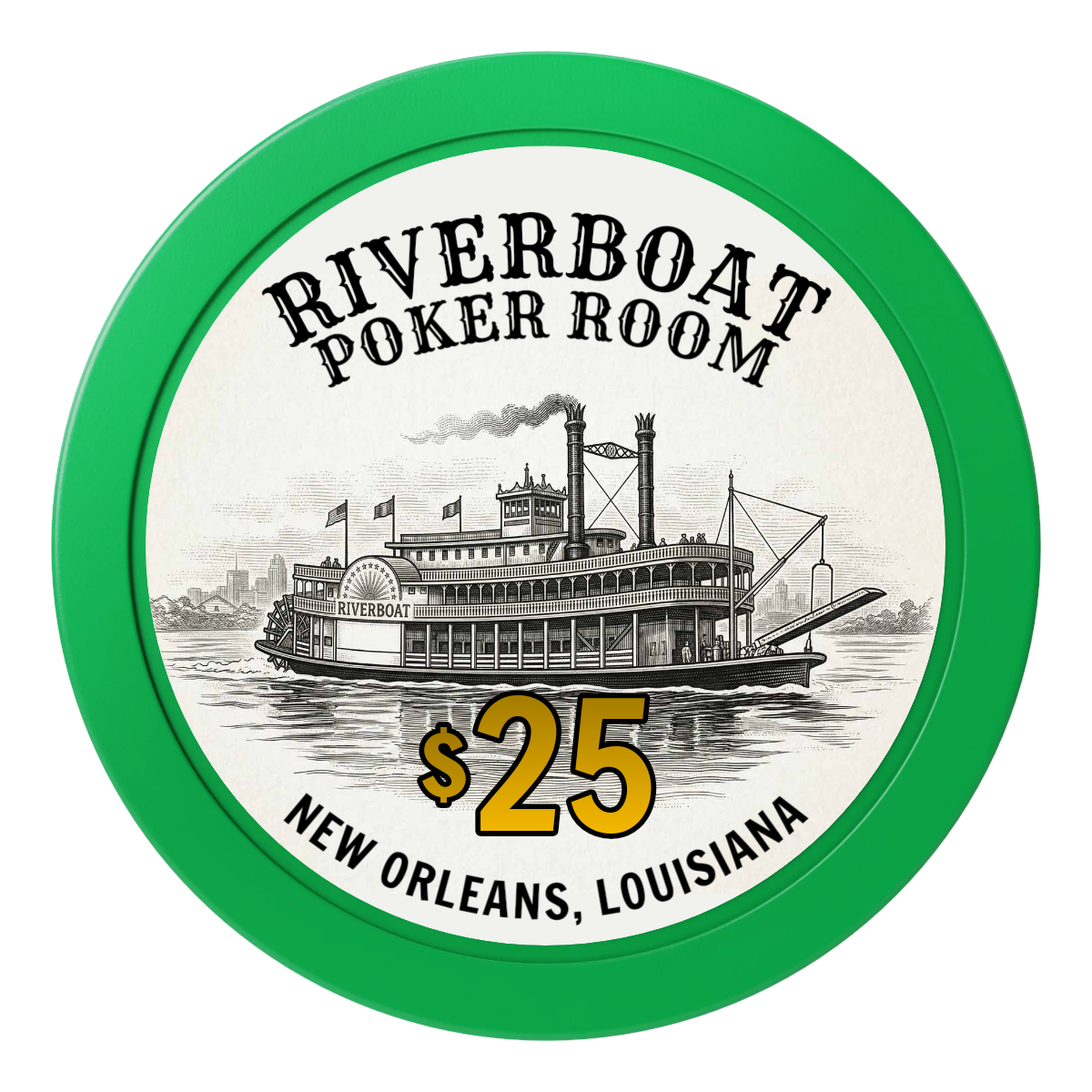 Riverboat Poker Room 2" Oversized Poker Chips - Green - Front
