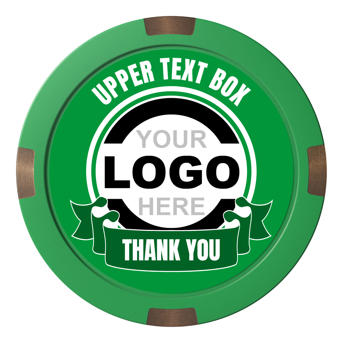 Lower Banner Composite & Metal Hybrid Poker Chips - Green - Back