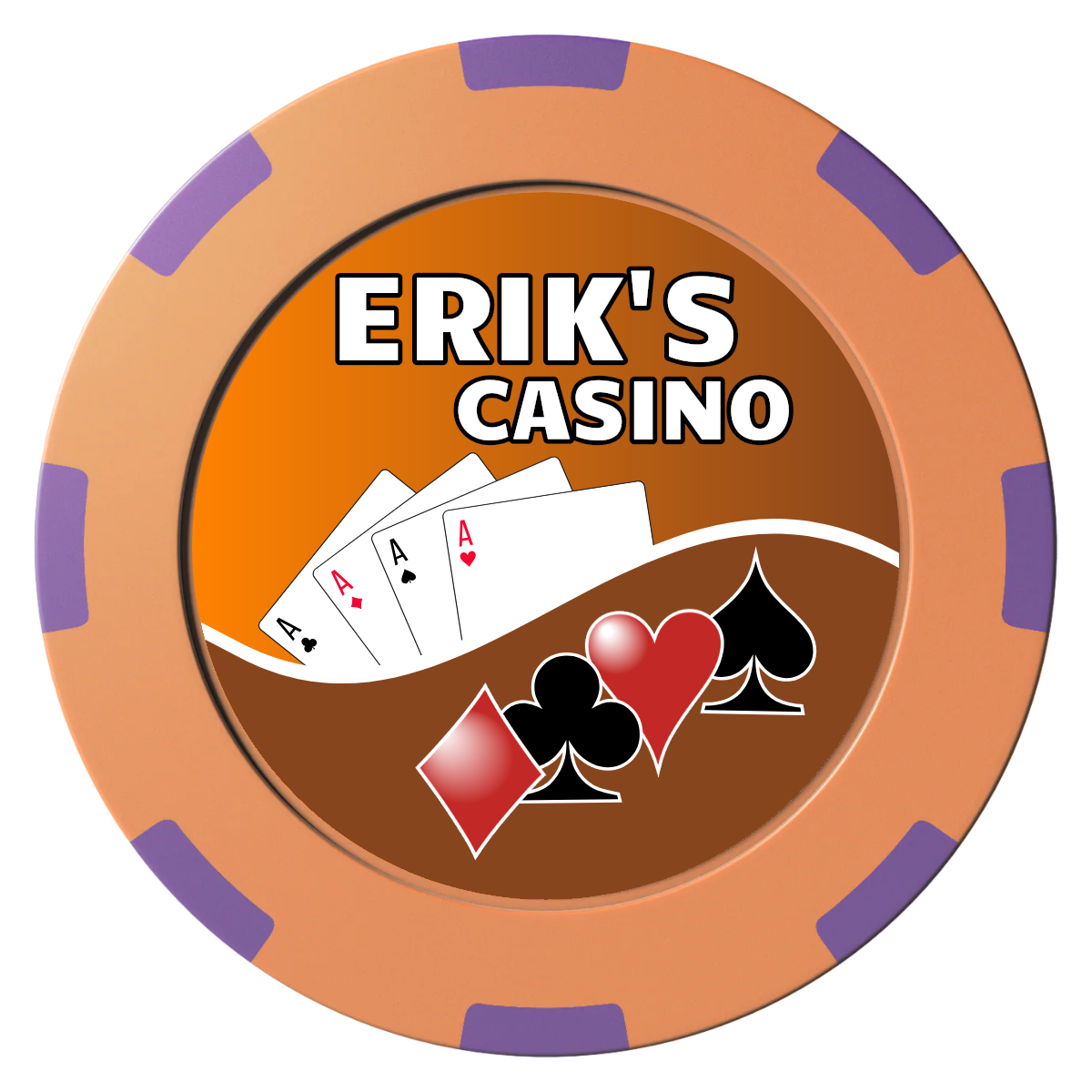 Erik's Casino Clay Poker Chips - Orange / 8 Spot (2 Tone) / 40mm - Front