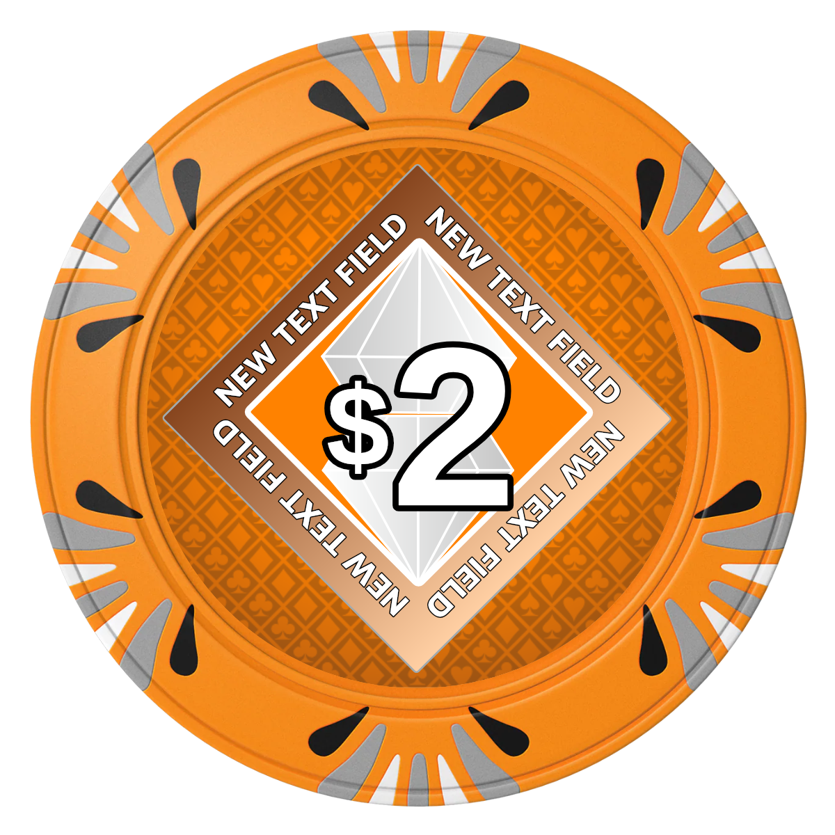 Diamond in the Rough Clay Poker Chips - Orange / Macau / 40mm - Front