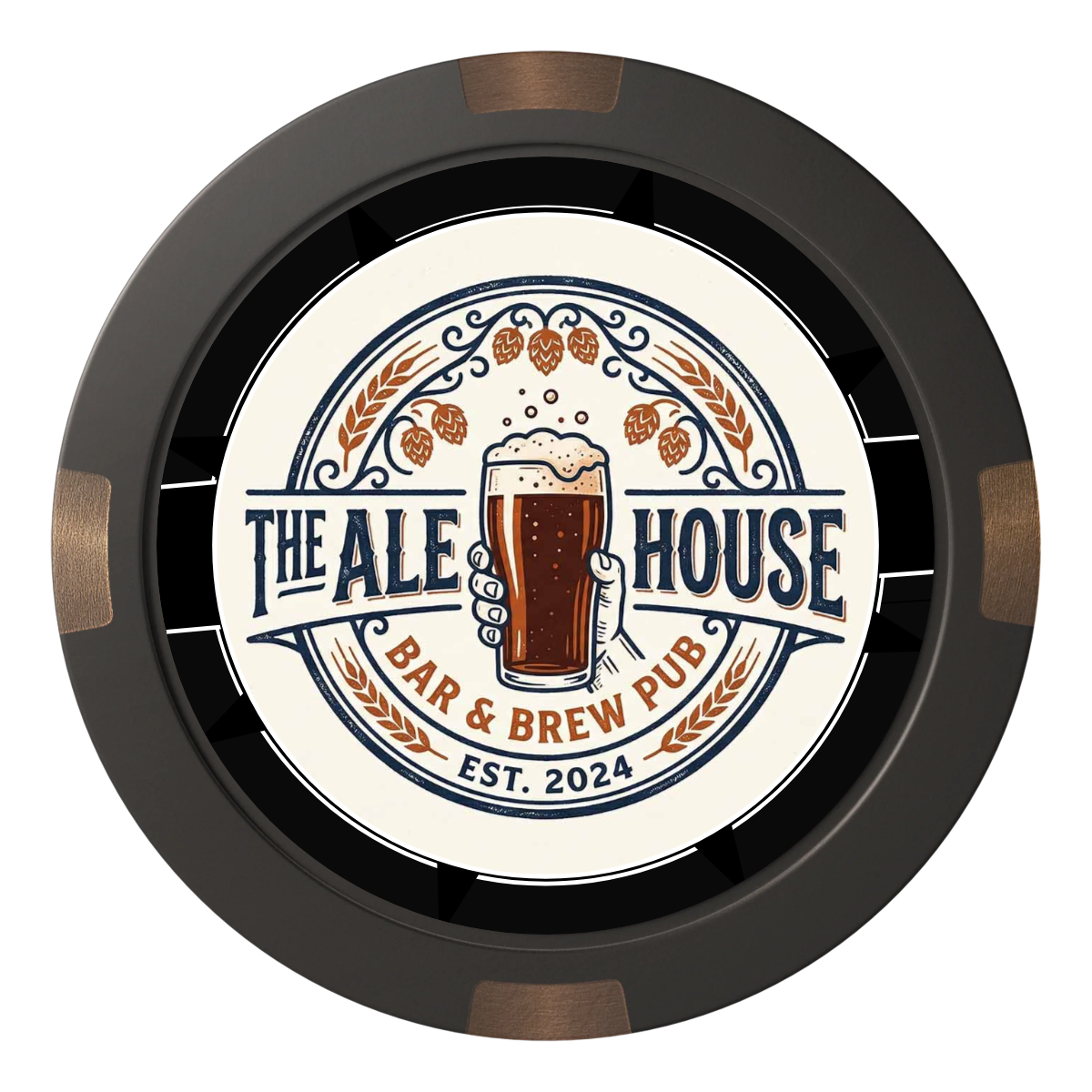 Free Beer Drink Composite & Metal Hybrid Poker Chips - Black - Back