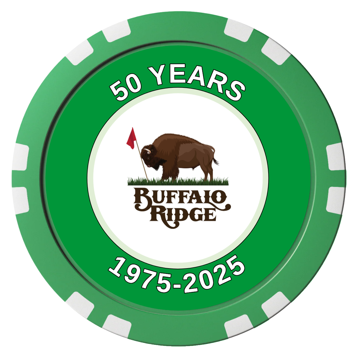 Branded Golf Pro Shop Composite Poker Chips - Green / Double Stripe - Front