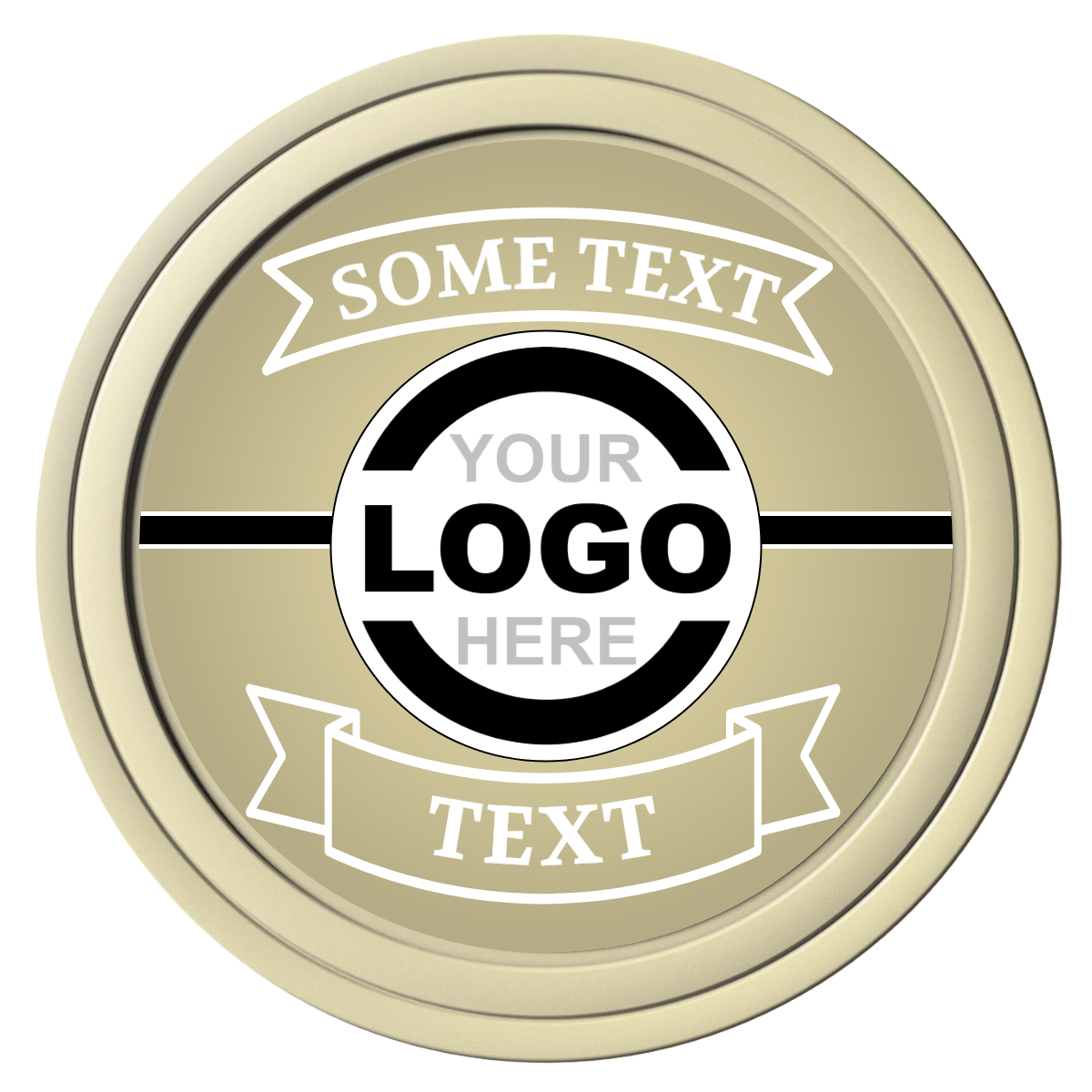 Double Banner Composite Poker Chips - Ivory / Solid - Front