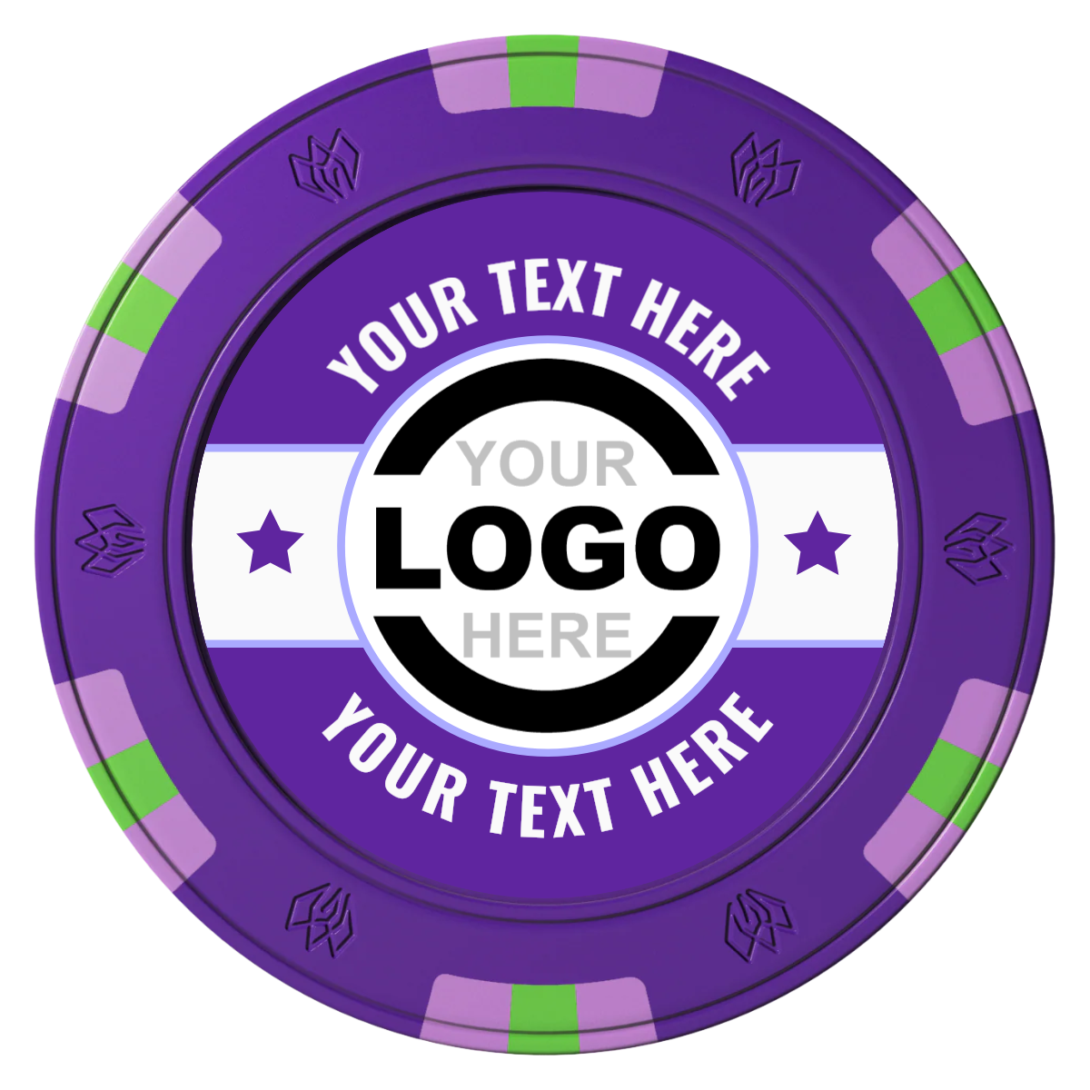 Star Banner Clay Poker Chips - Purple / 6 Spot Gem / 40mm - Front