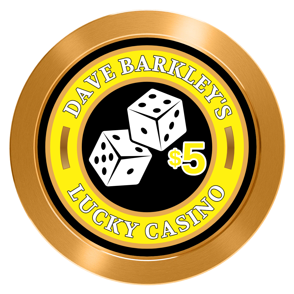 Dave's Lucky Casino Aluminum Poker Chips - Gold - Front