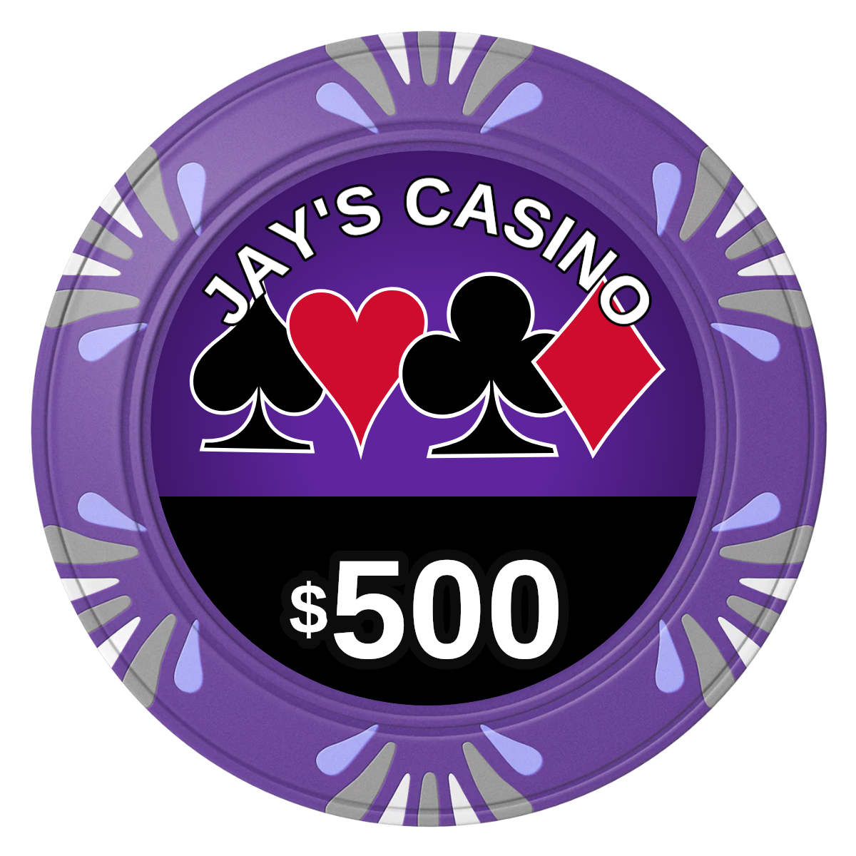 Jay's Casino Clay Poker Chips - Purple / Macau / 40mm - Front