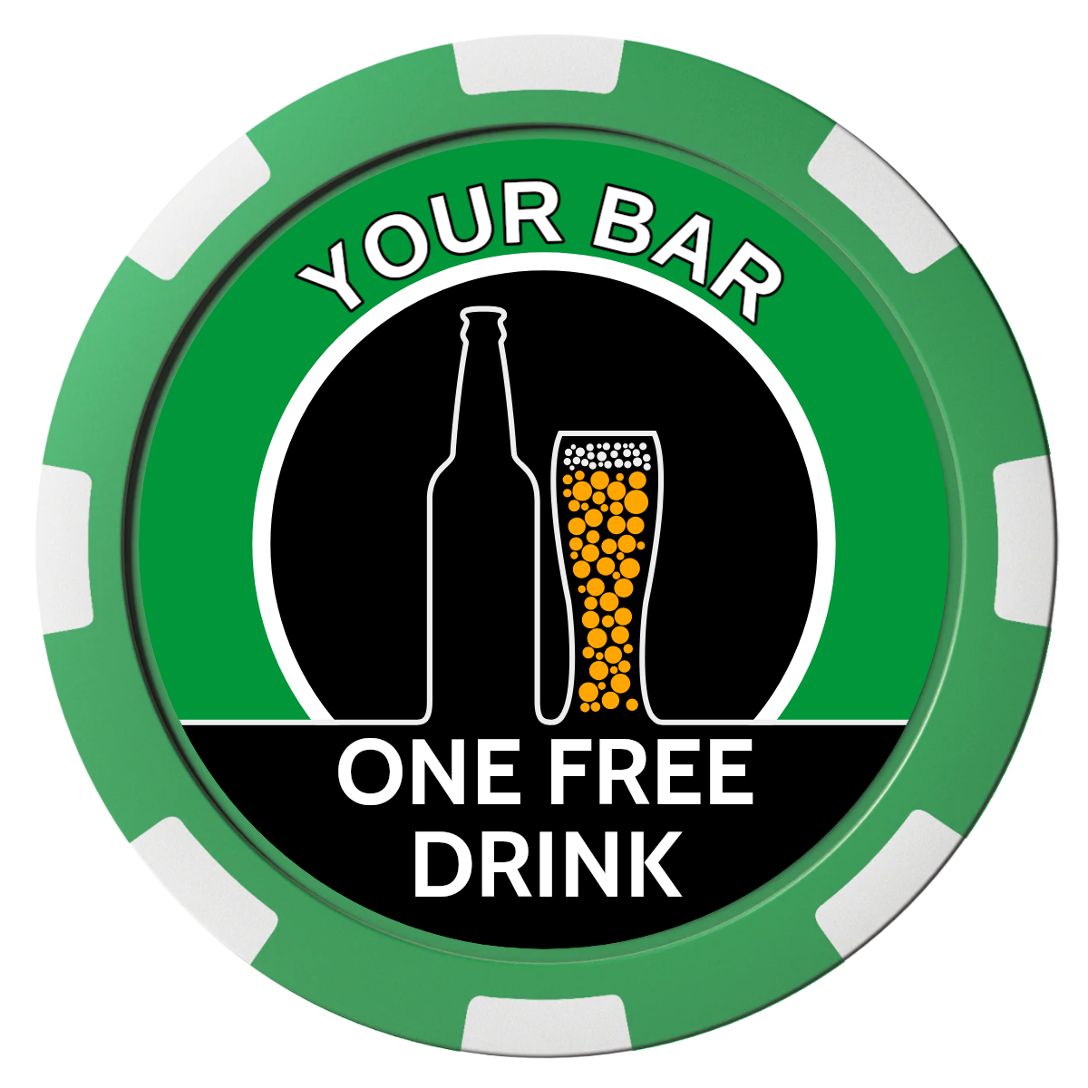 Beer and Glass Magnetic Composite Poker Chips - Green / 8 Spot - Front