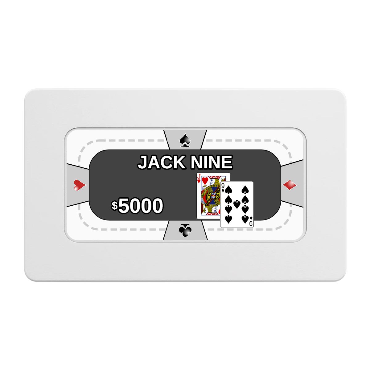 Jack Nine Card Room Rectangular Poker Chip Plaques - White - Front
