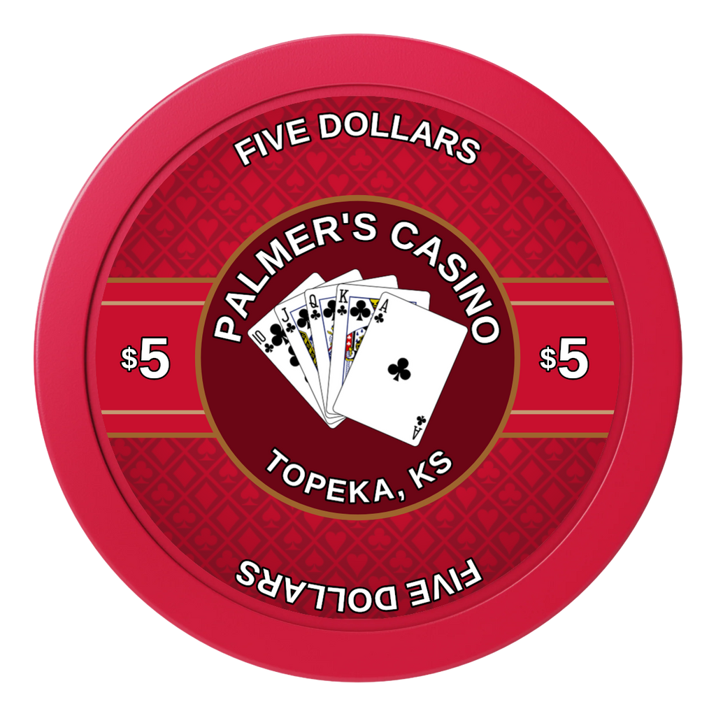 Palmer's Casino 2" Oversized Poker Chips - Red - Back
