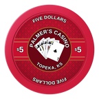 Palmer's Casino 2" Oversized Poker Chips - Red - Back