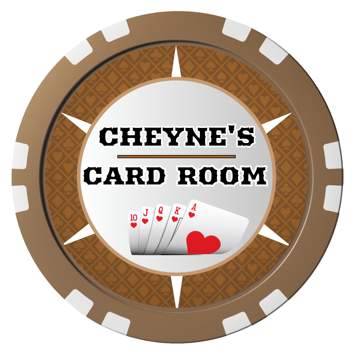 Cheyne's Card Room Composite Poker Chips - Brown / Double Stripe - Front