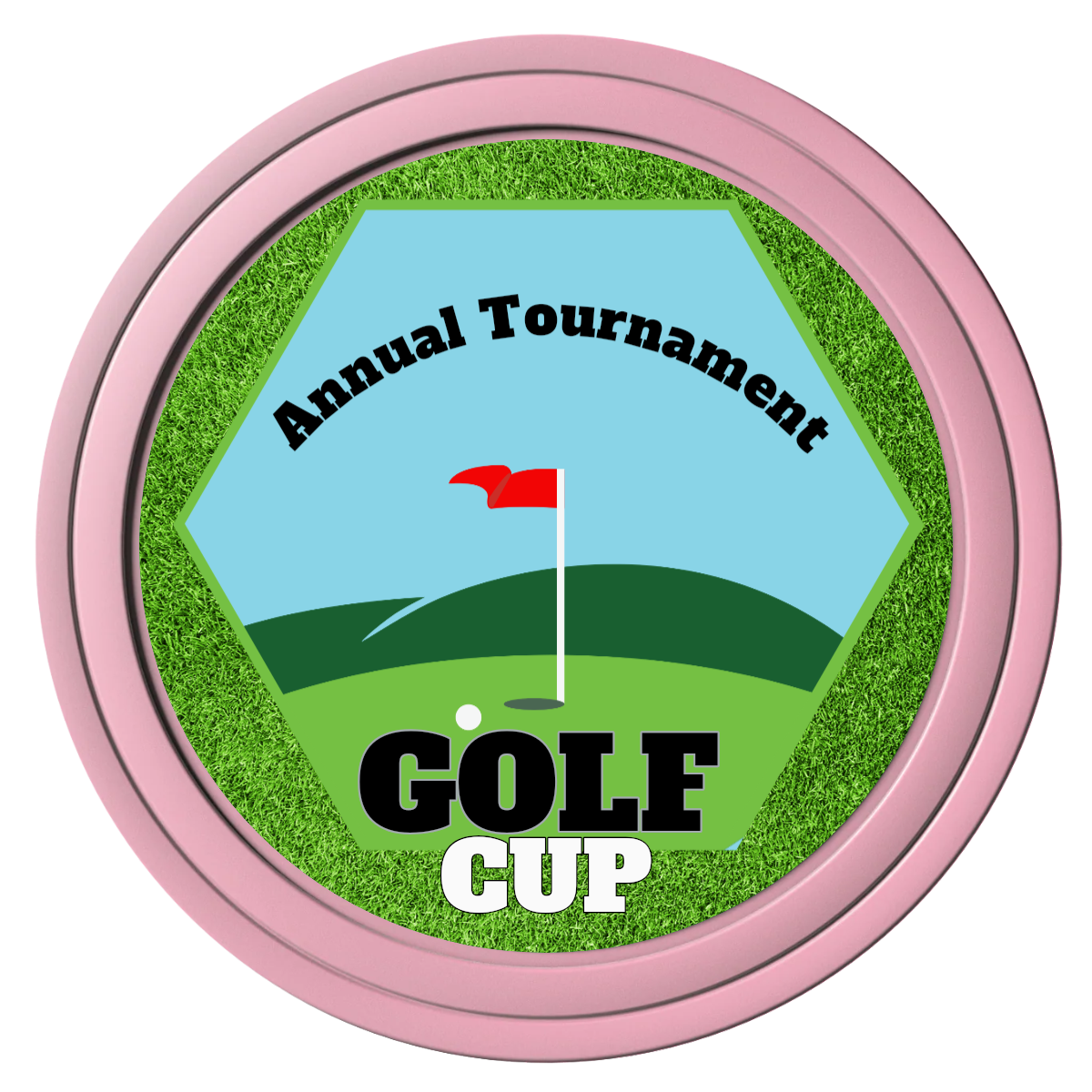 Golf Cup Composite Poker Chips - Pink / Solid - Front