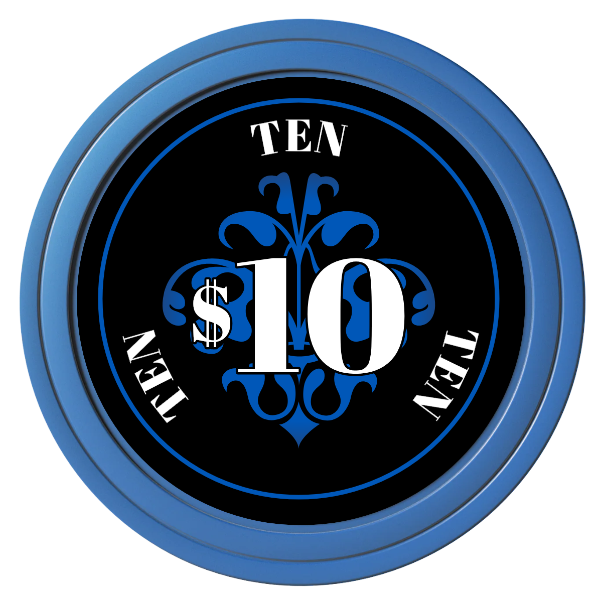 Gothic Revival Composite Poker Chips - Blue / Solid - Back