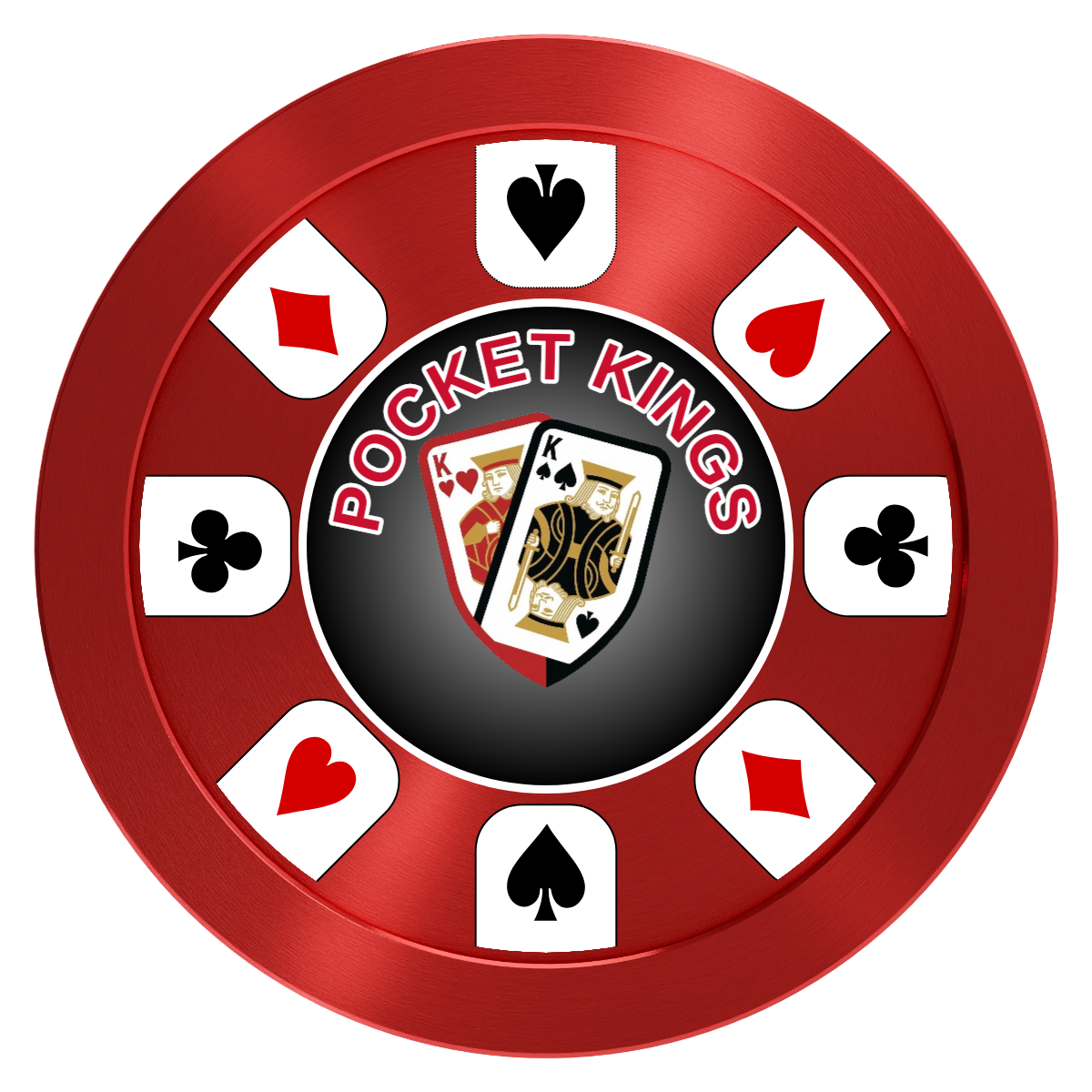 Pocket Kings Aluminum Poker Card Guards - Red - Back