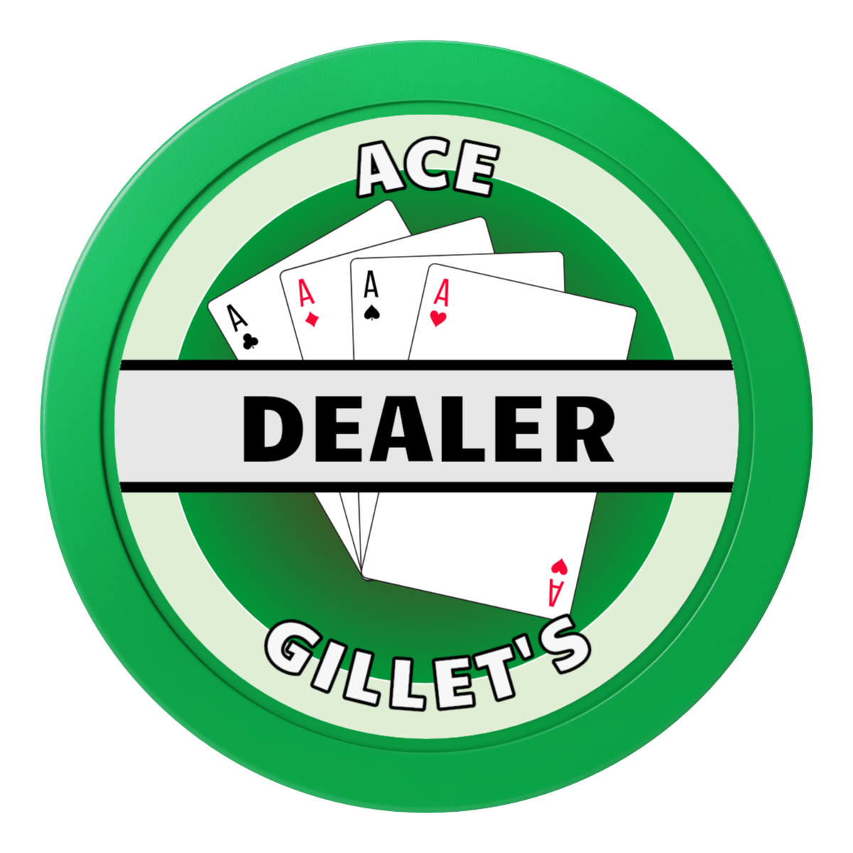 Ace Gillet's 2" Composite Dealer Button - Green - Back