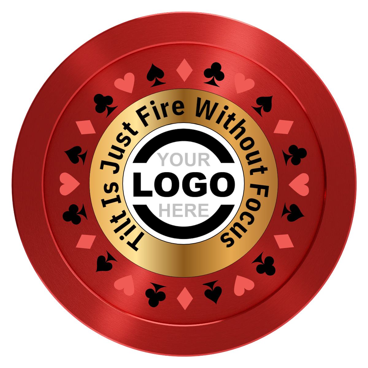 Texas Hold Em' Aluminum Poker Chips - Red - Front