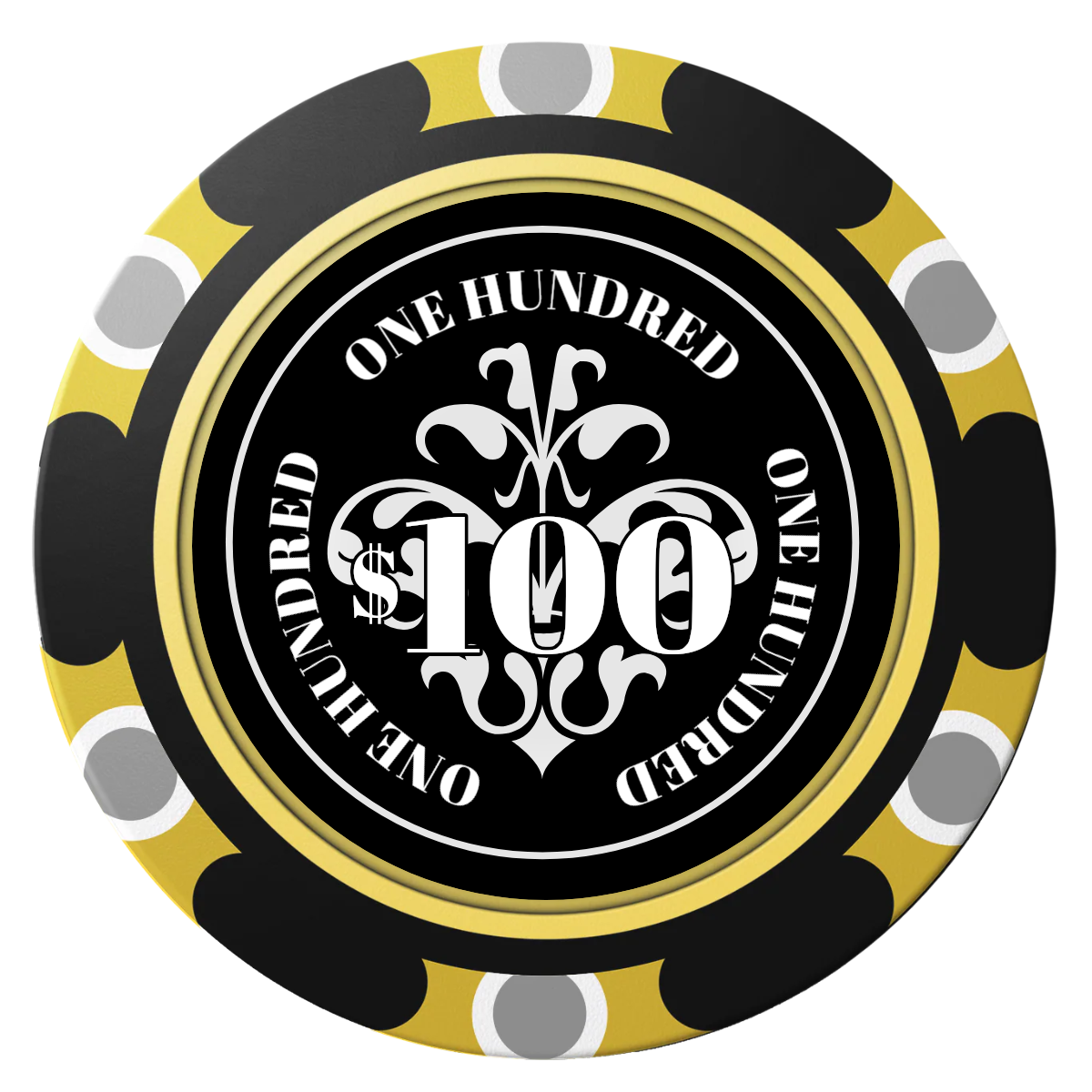 Gothic Revival Clay Poker Chips - Black / Monte Carlo / 40mm - Front