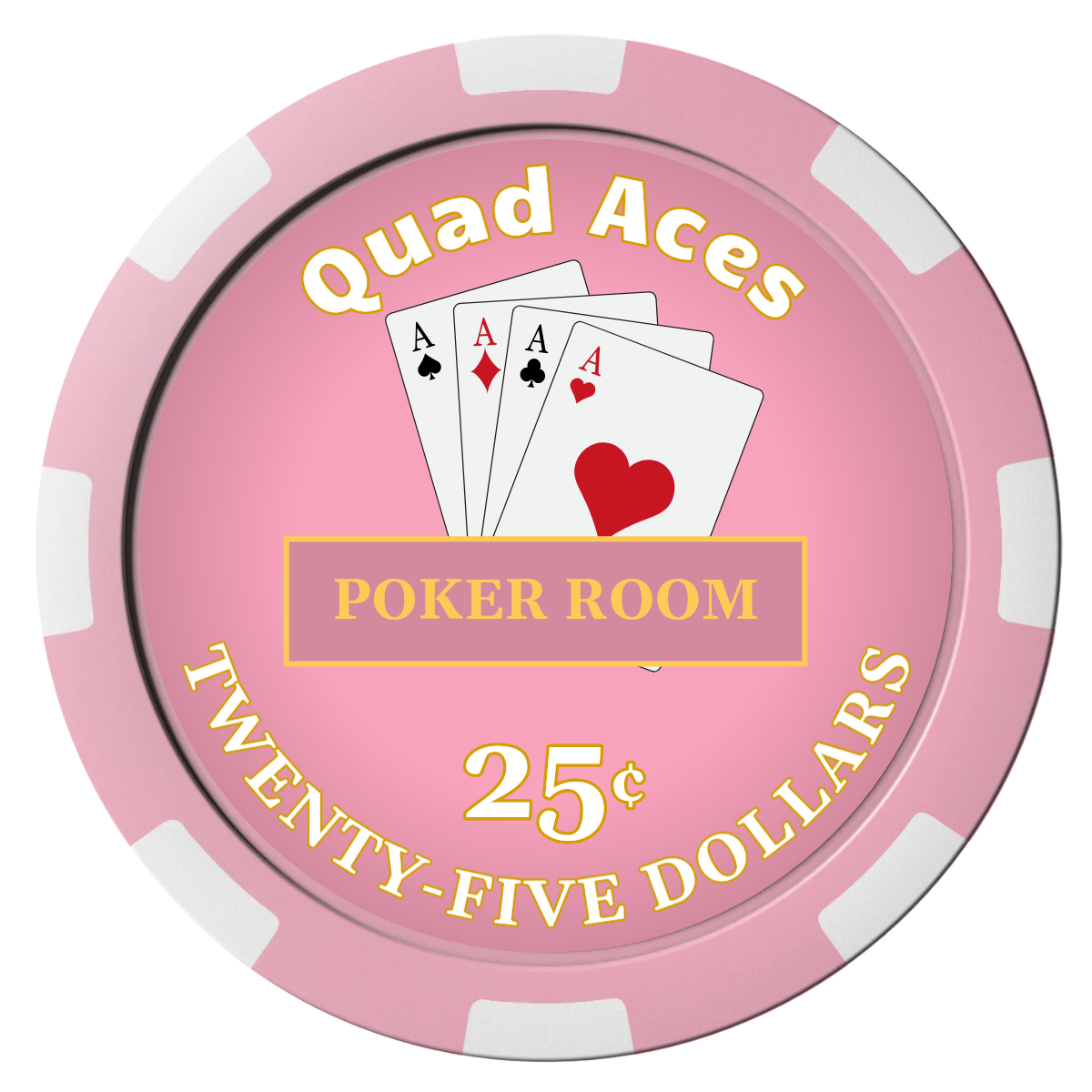 Quad Aces Composite Poker Chips - Pink / 8 Spot - Front