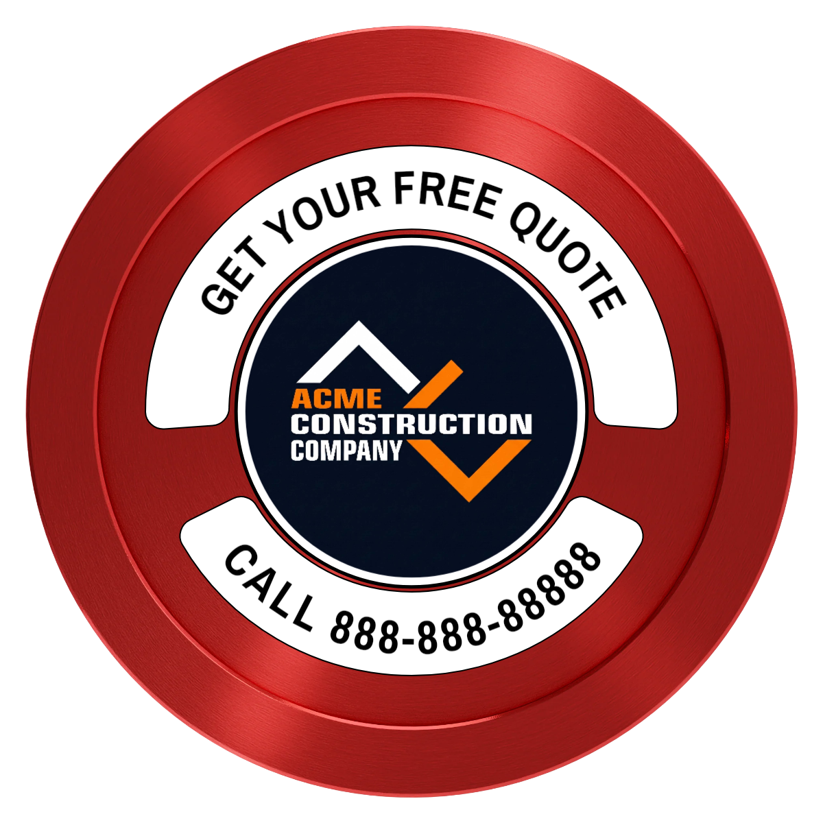 Acme Construction Aluminum Poker Chips - Red - Back