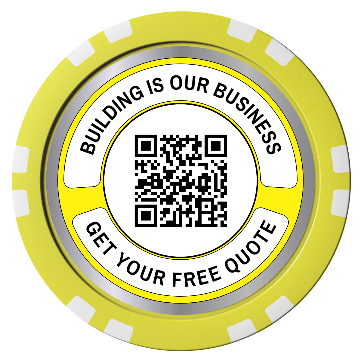 Acme Construction Composite Poker Chips - Yellow / Double Stripe - Front