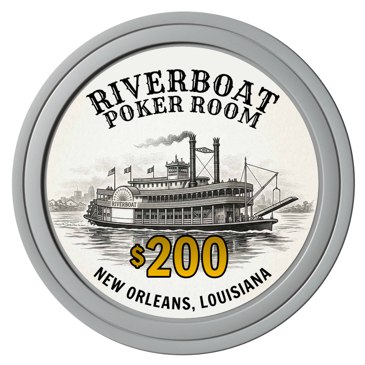 Riverboat Poker Room Composite Poker Chips - Gray / Solid - Front