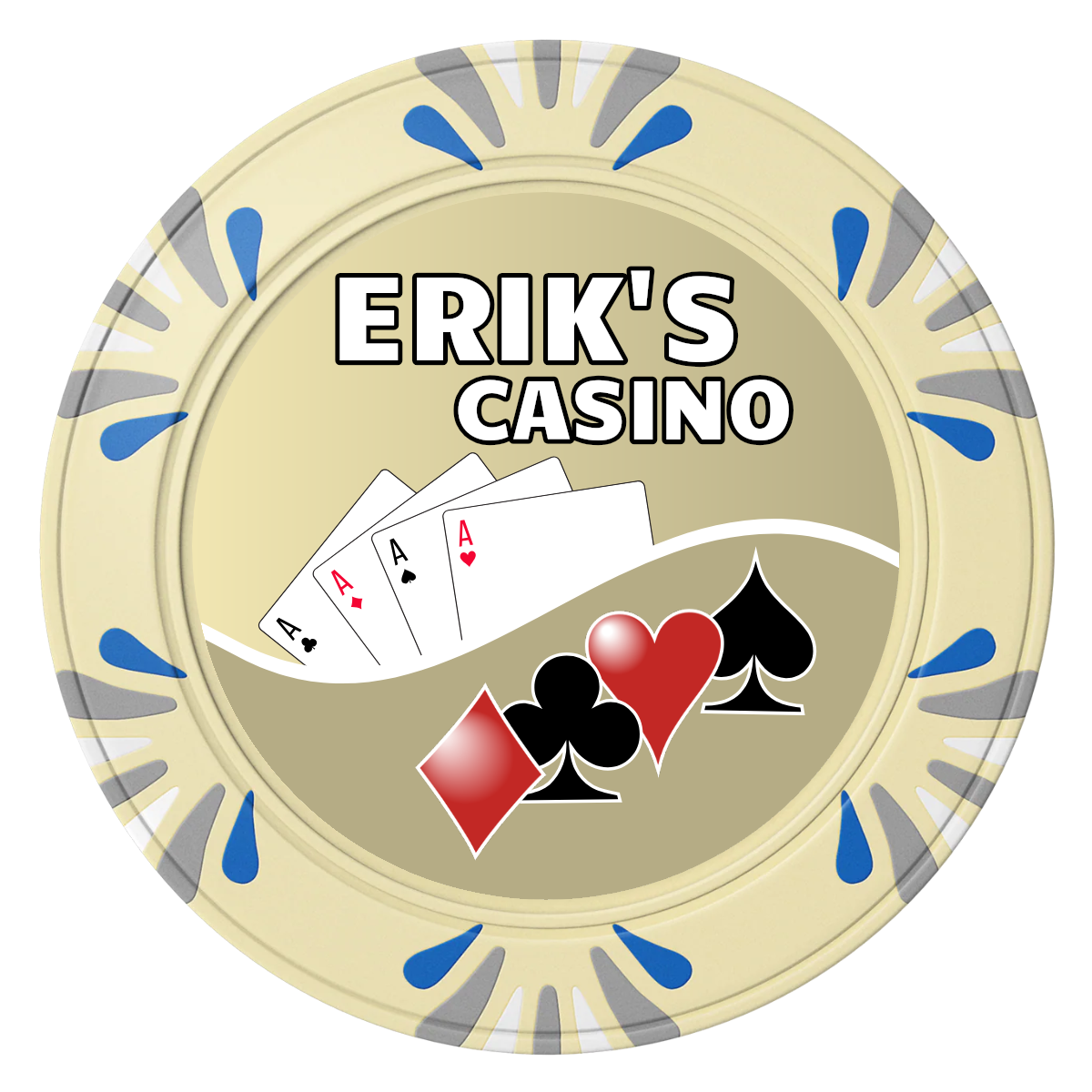 Erik's Casino Clay Poker Chips - Ivory / Macau / 40mm - Front
