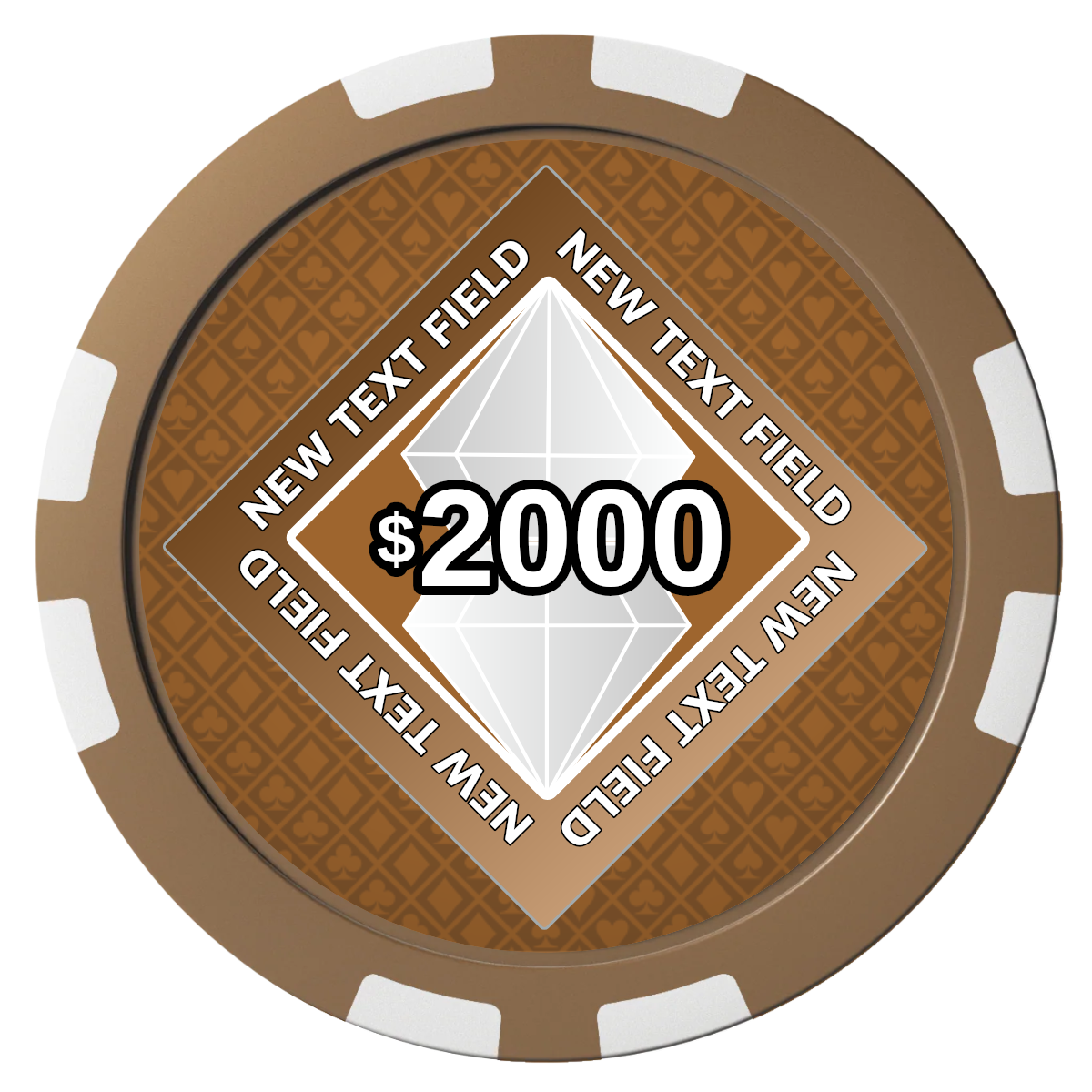 Diamond in the Rough Composite Poker Chips - Brown / 8 Stripe - Front