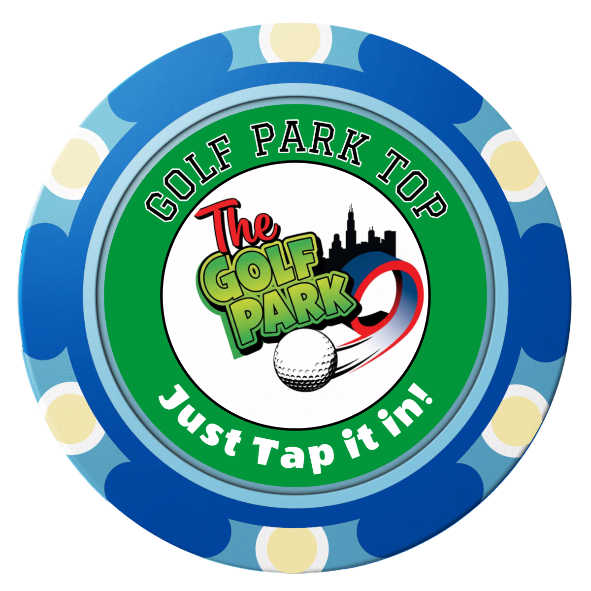 Golf Slogan Clay Poker Chips - Blue / Monte Carlo / 40mm - Back