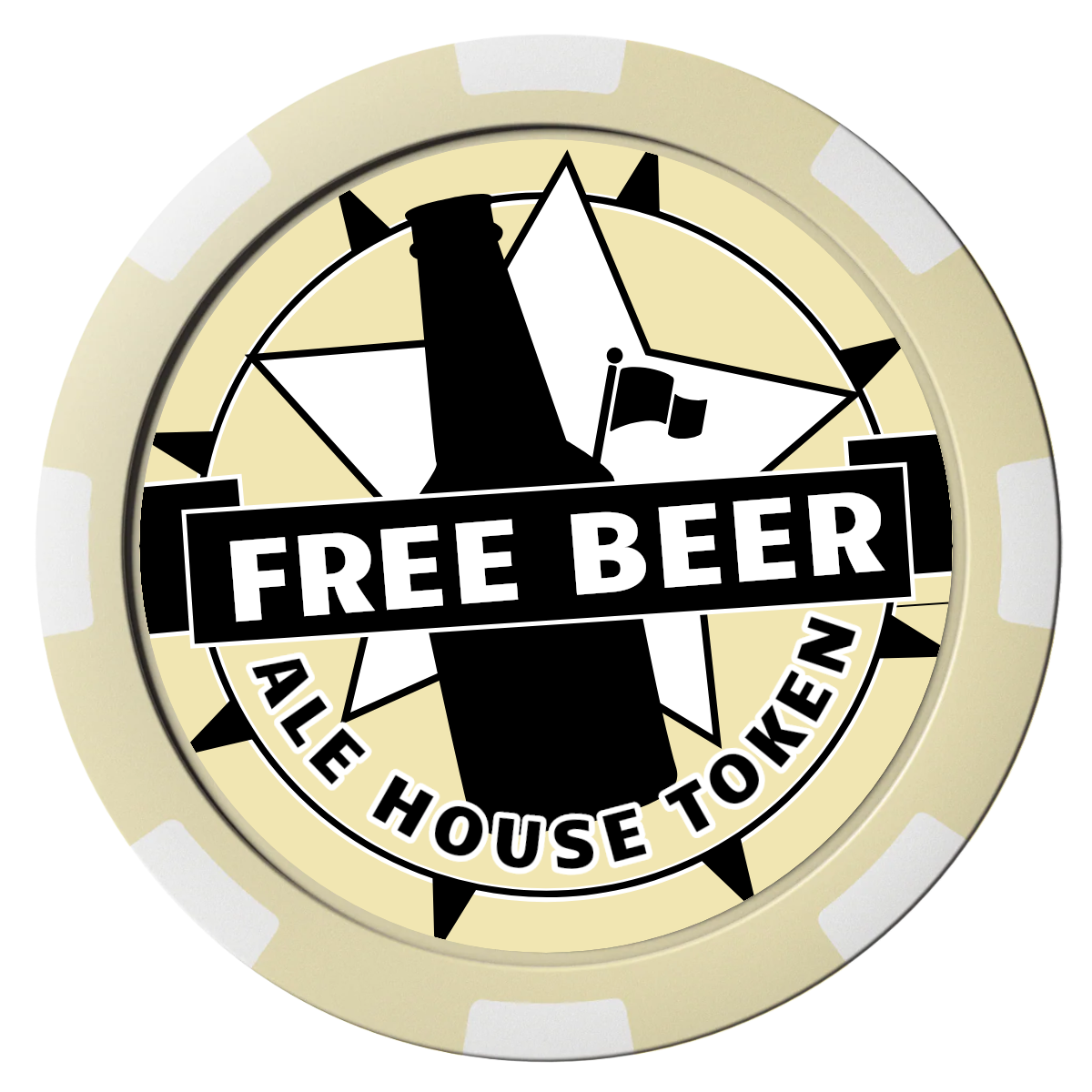 Free Beer Drink Composite Poker Chips - Ivory / 8 Spot - Front
