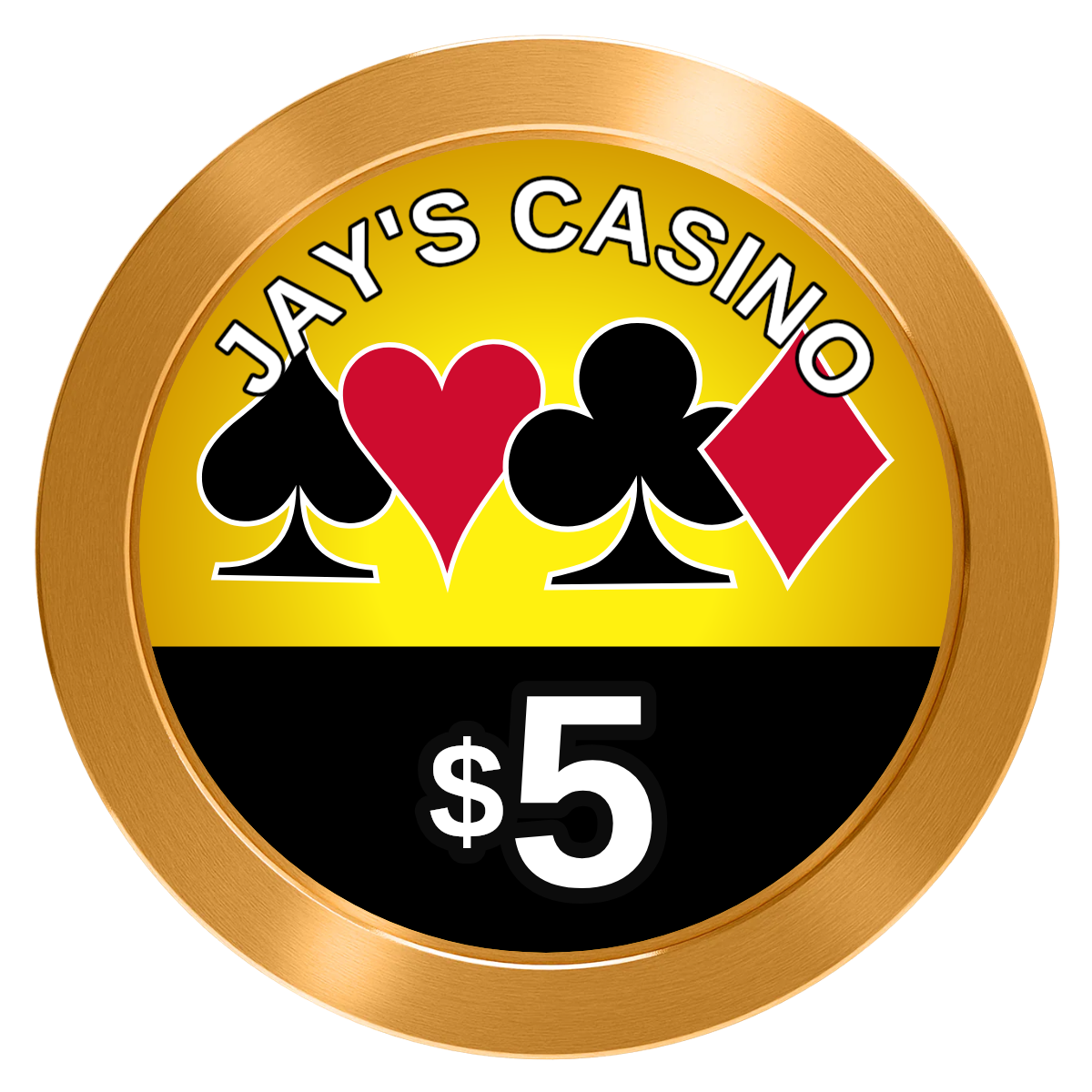 Jay's Casino Aluminum Poker Chips - Gold - Back