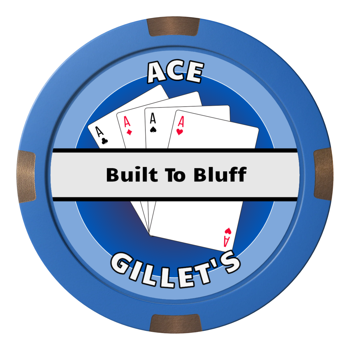 Ace Gillet's Composite & Metal Hybrid Poker Card Protectors - Blue - Front
