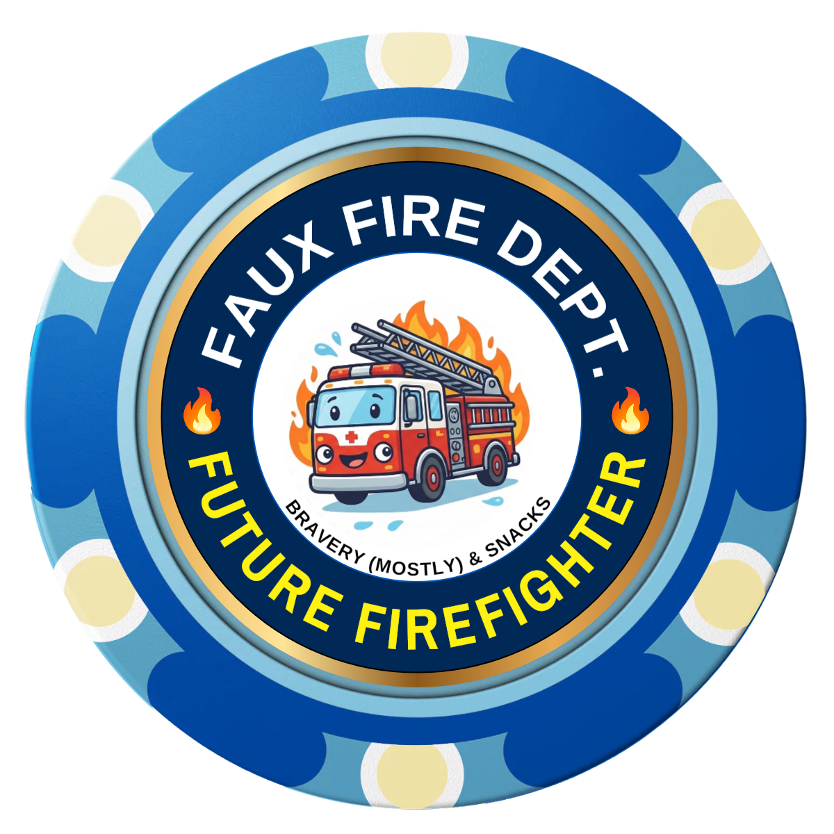 Future Firefighter Clay Poker Chips - Blue / Monte Carlo / 40mm - Front