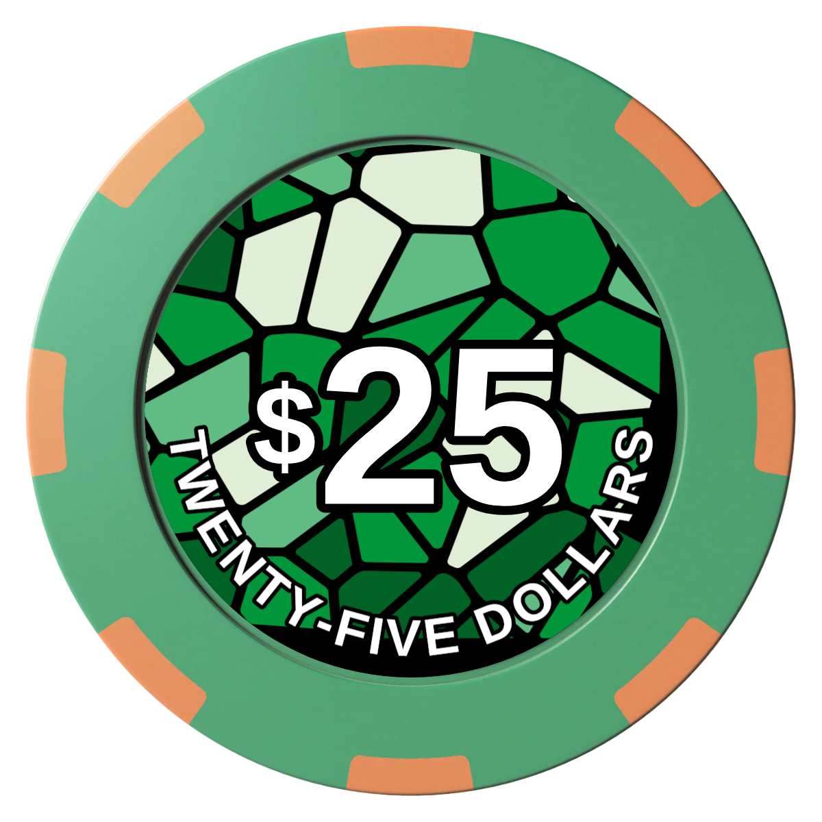 Stained Glass Clay Poker Chips - Green / 8 Spot (2 Tone) / 40mm - Front