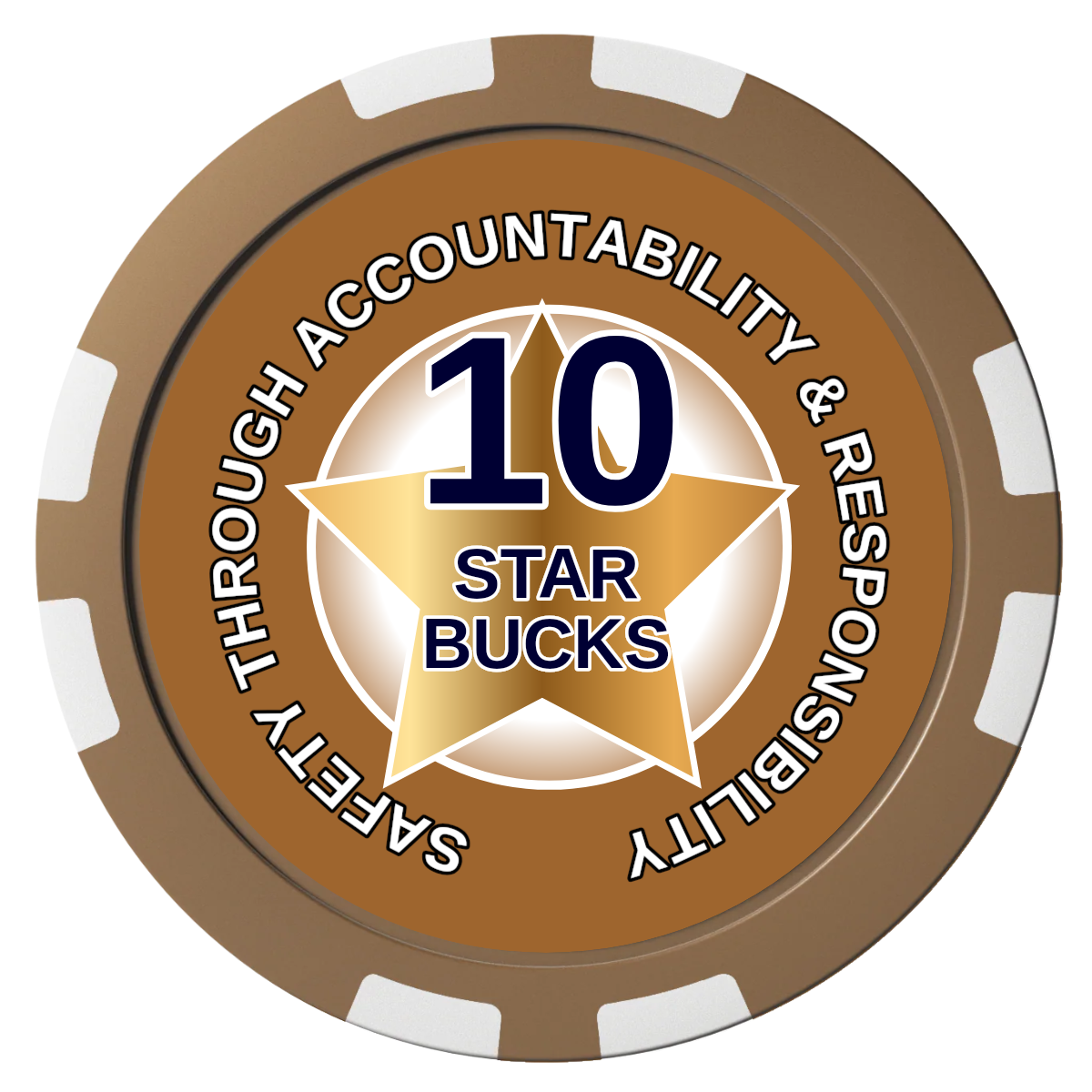 Safety Star Composite Poker Chips - Brown / 8 Stripe - Front