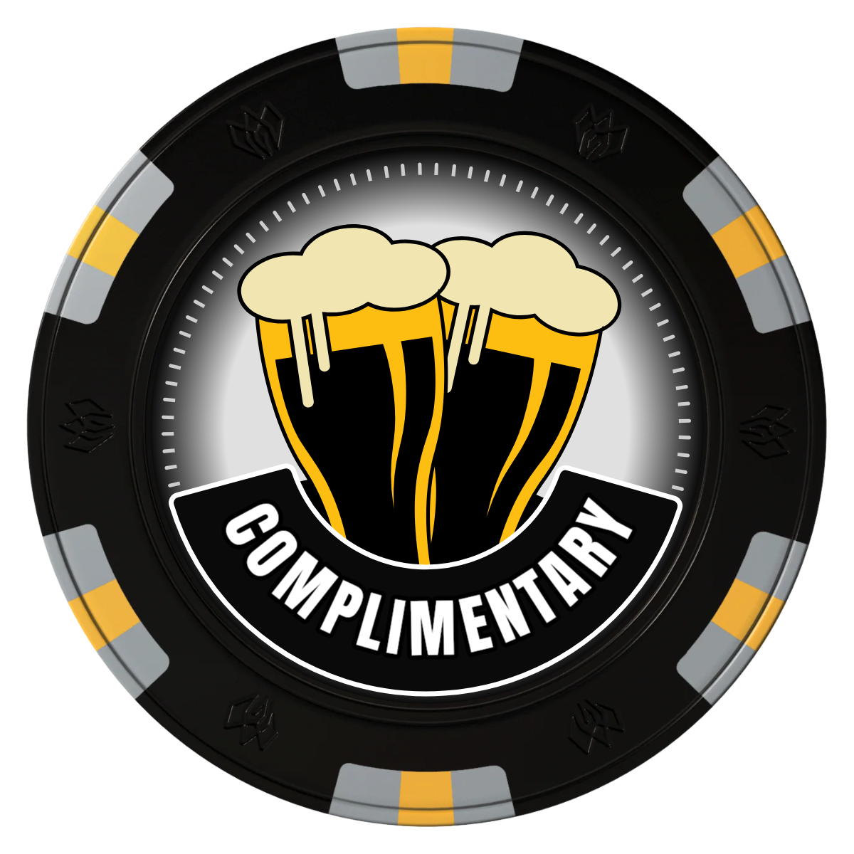 Double Pint 2 Clay Poker Chips - Black / 6 Spot Gem / 40mm - Back