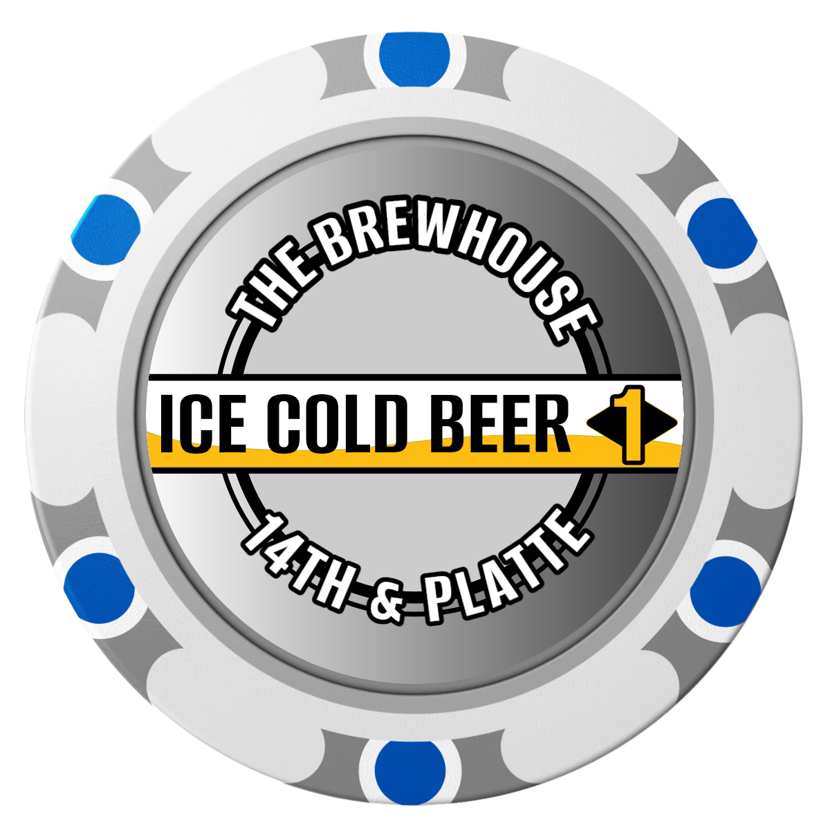 Ice Cold Beer Drink Token Clay Poker Chips - White / Monte Carlo / 40mm - Front