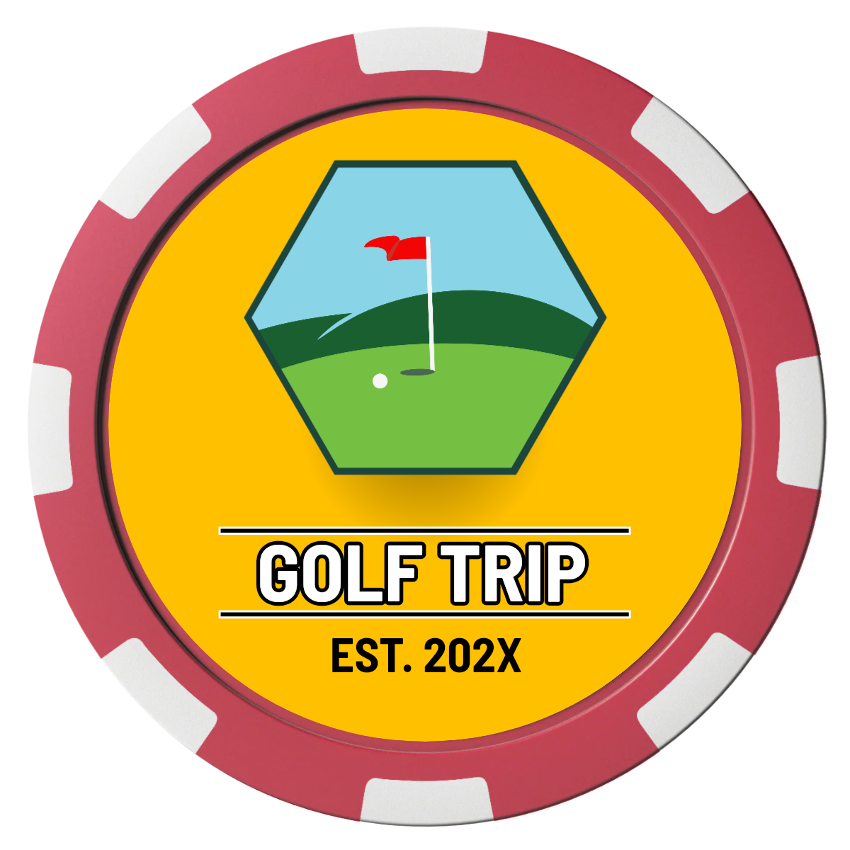 Golf Trip #001 Composite Poker Chips - Red / 8 Spot - Front