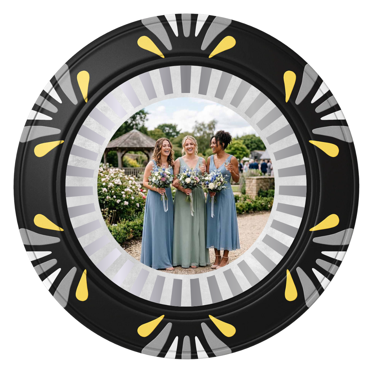 Be My Bridesmaid Simple Clay Poker Chips - Black / Macau / 40mm - Back