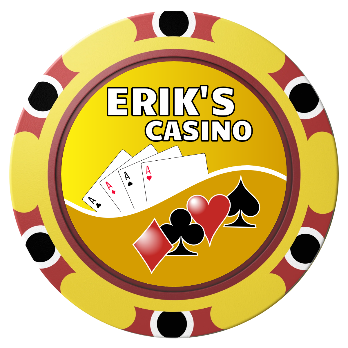 Erik's Casino Clay Poker Chips - Yellow / Monte Carlo / 40mm - Front