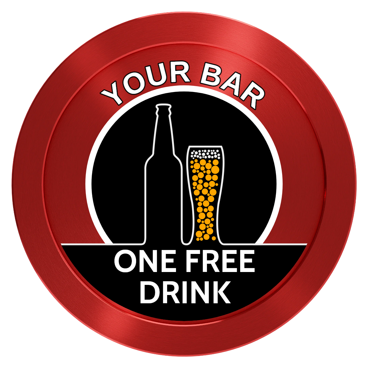 Beer and Glass Aluminum Poker Chips - Red - Back