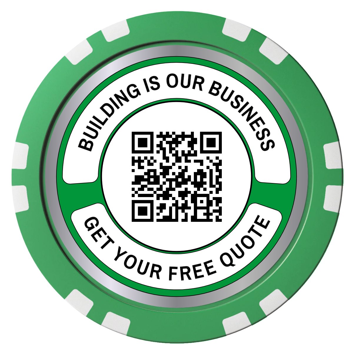 Acme Construction Composite Poker Chips - Green / Double Stripe - Front