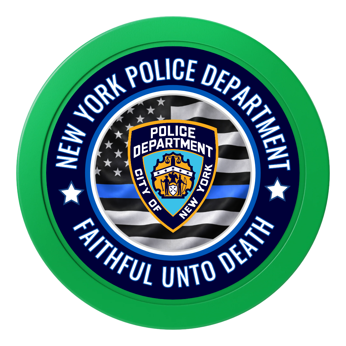 NYPD Safe and Fair 2" Oversized Poker Chips - Green - Front