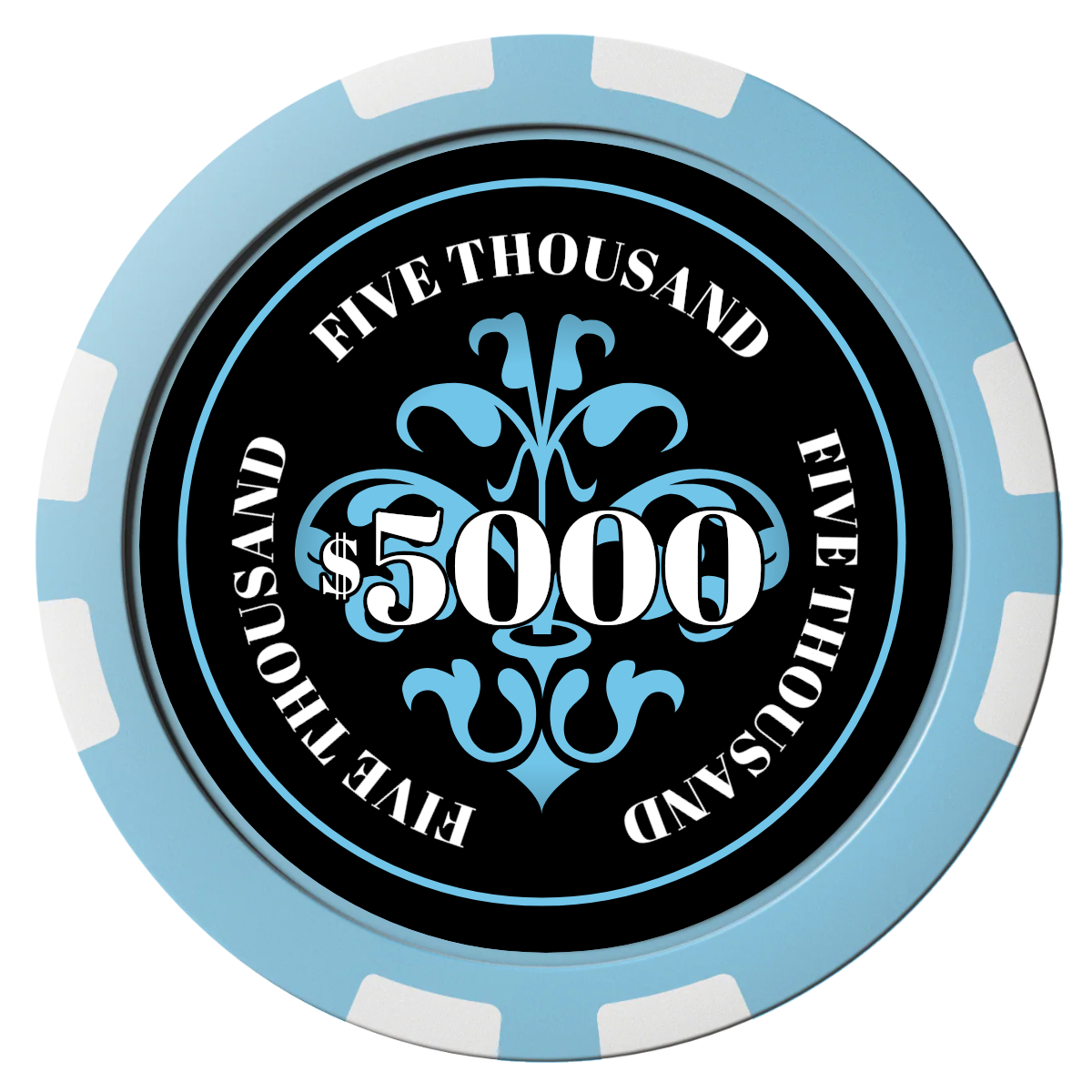 Gothic Revival Composite Poker Chips - Light Blue / 8 Stripe - Front