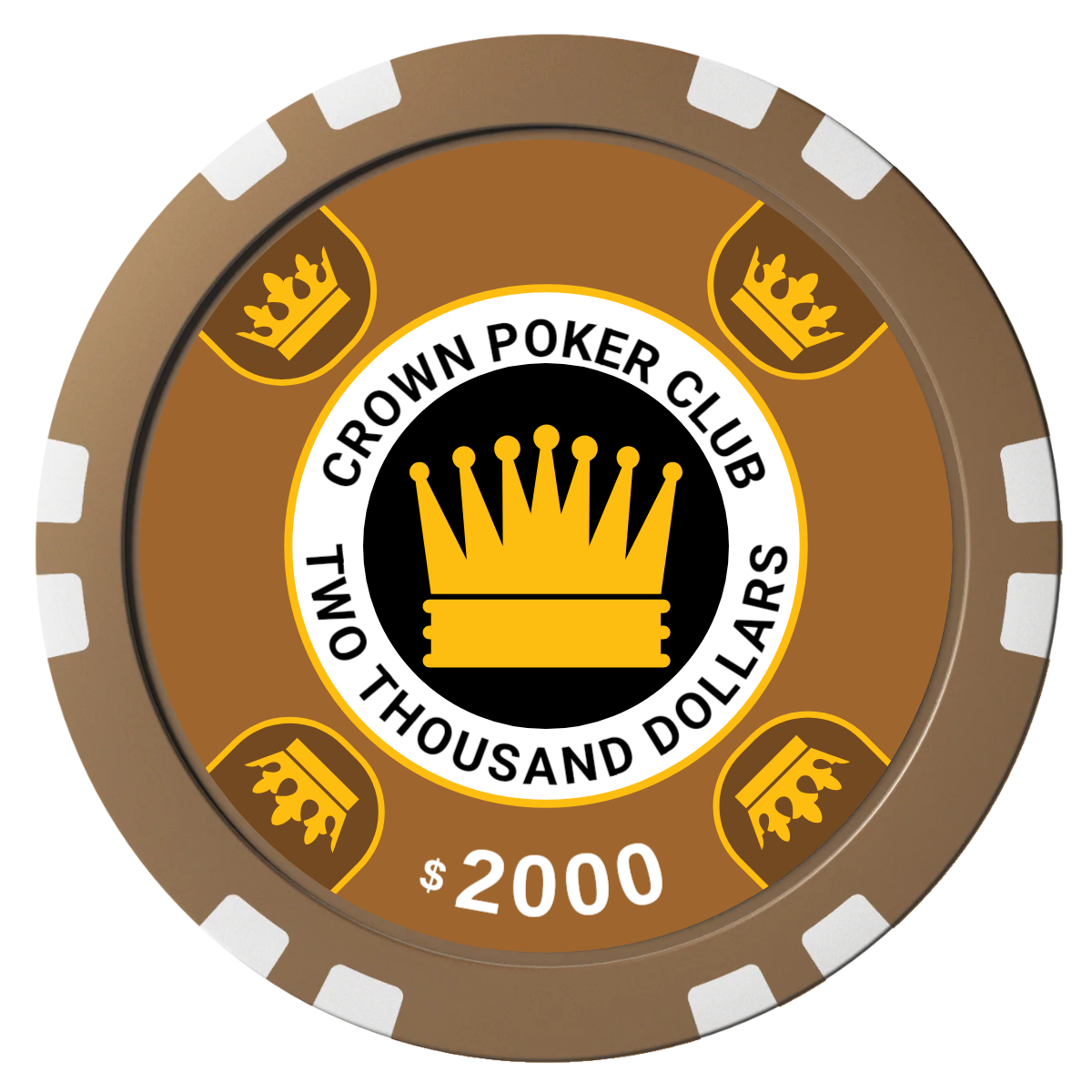 Crown Card Room Composite Poker Chips - Brown / Double Stripe - Front