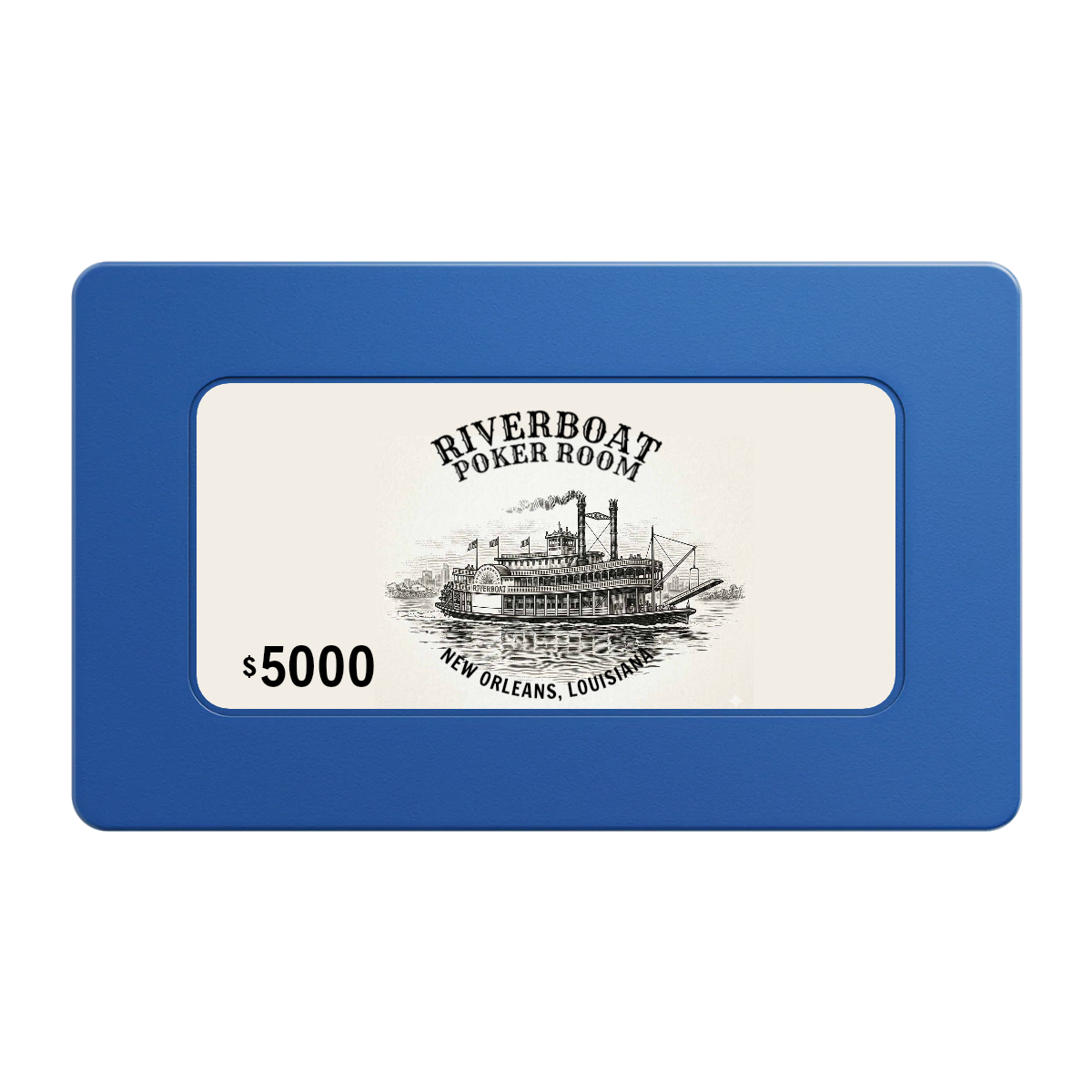 Riverboat Poker Room Rectangular Poker Chip Plaques - Blue - Back